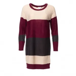 Lauren - Tan Maroon Charcoal Block Sweater Knit