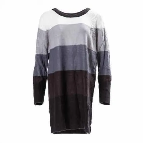 Lauren - White Grey Black Stripe Sweater Knit