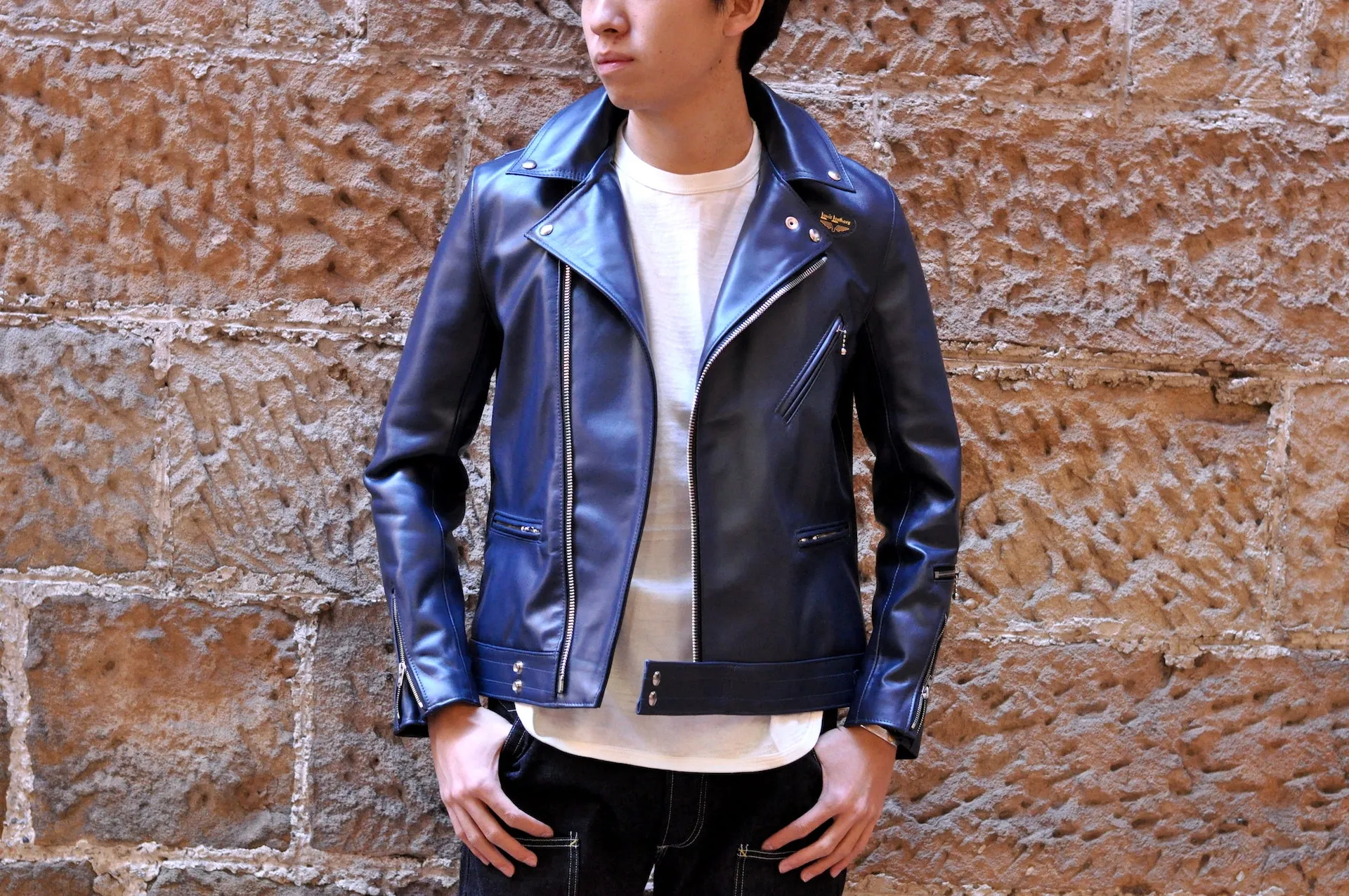 Lewis Leathers 441T Navy Horsehide 'Cyclone' Jacket (Tight fit)