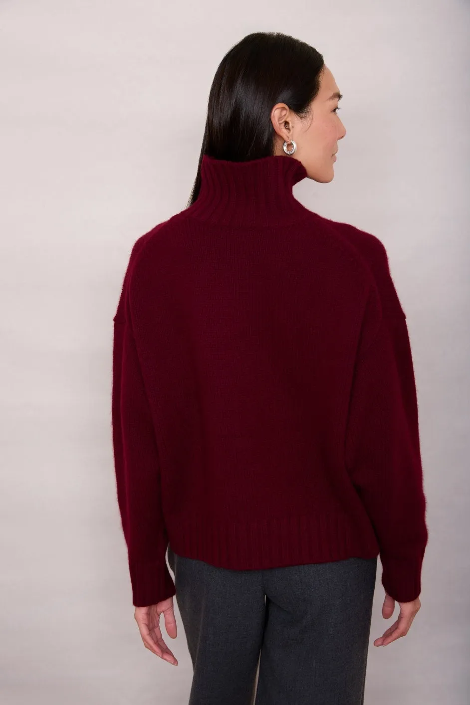 Liana Chunky Funnel Neck Jumper - Plum