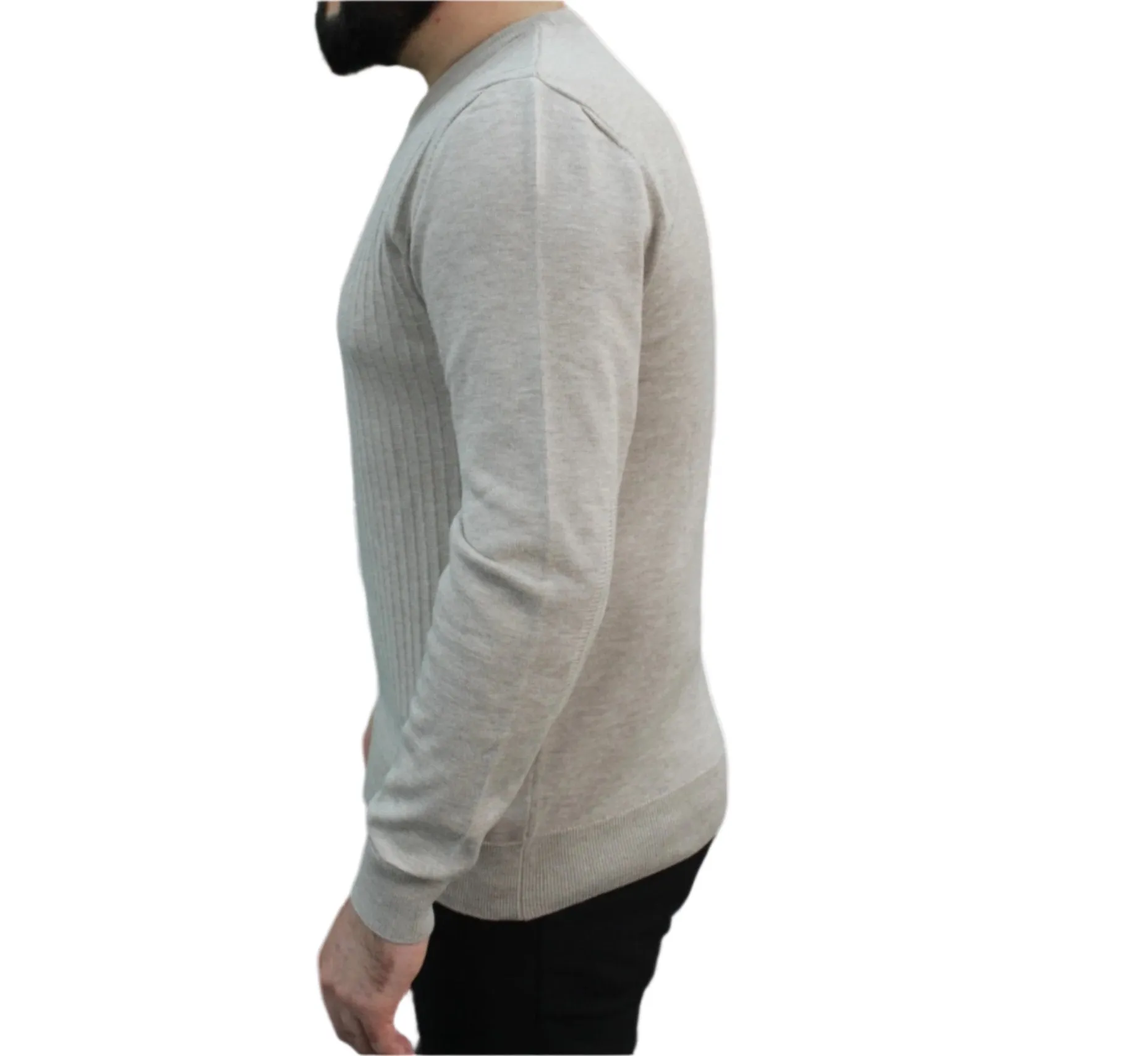 Light Beige- Crew Neck - Wool-   Essential  Sweater