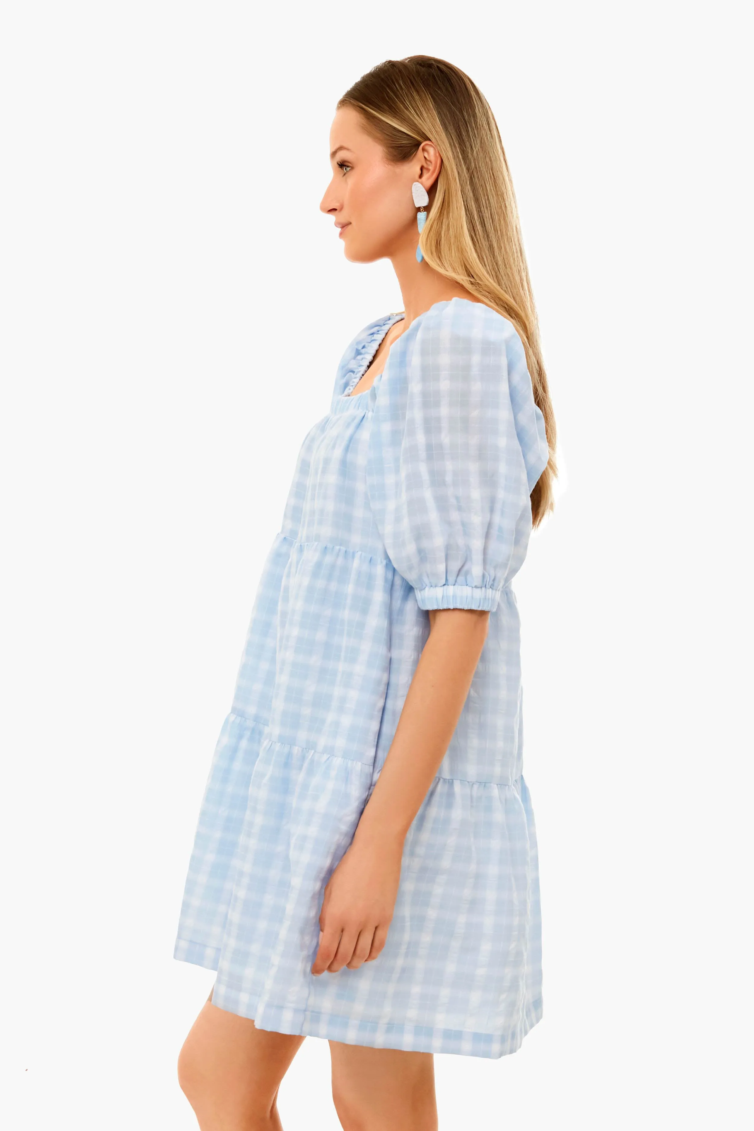 Light Blue Gingham Gretta Mini Dress