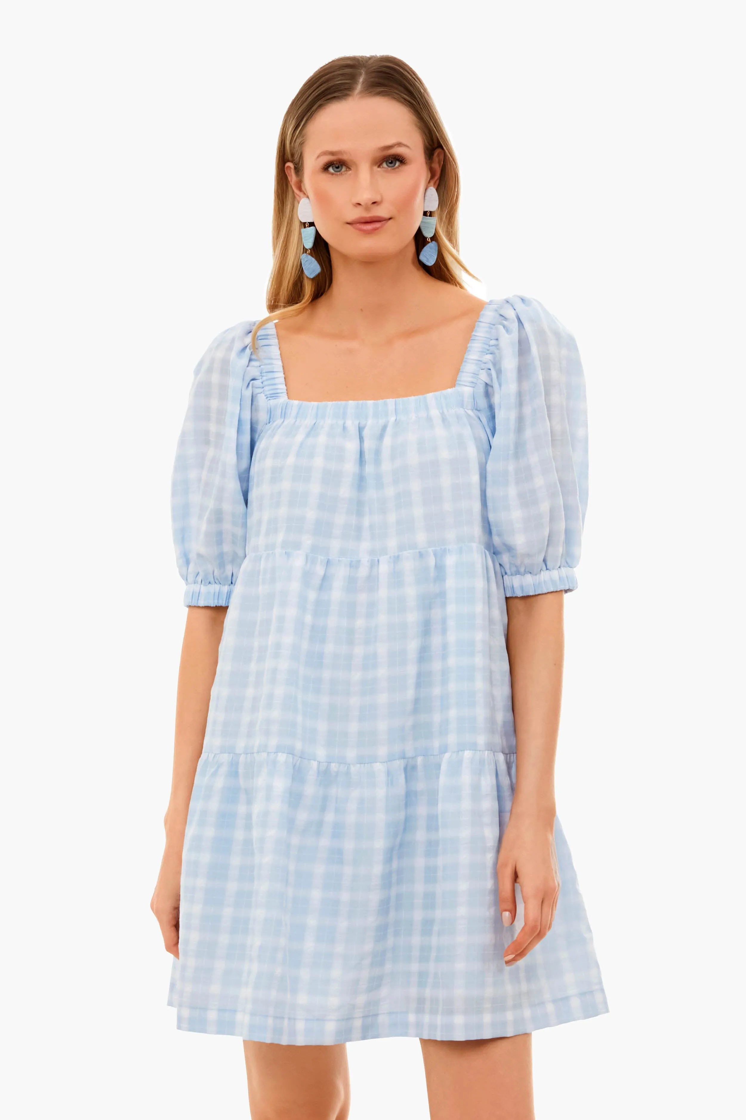 Light Blue Gingham Gretta Mini Dress