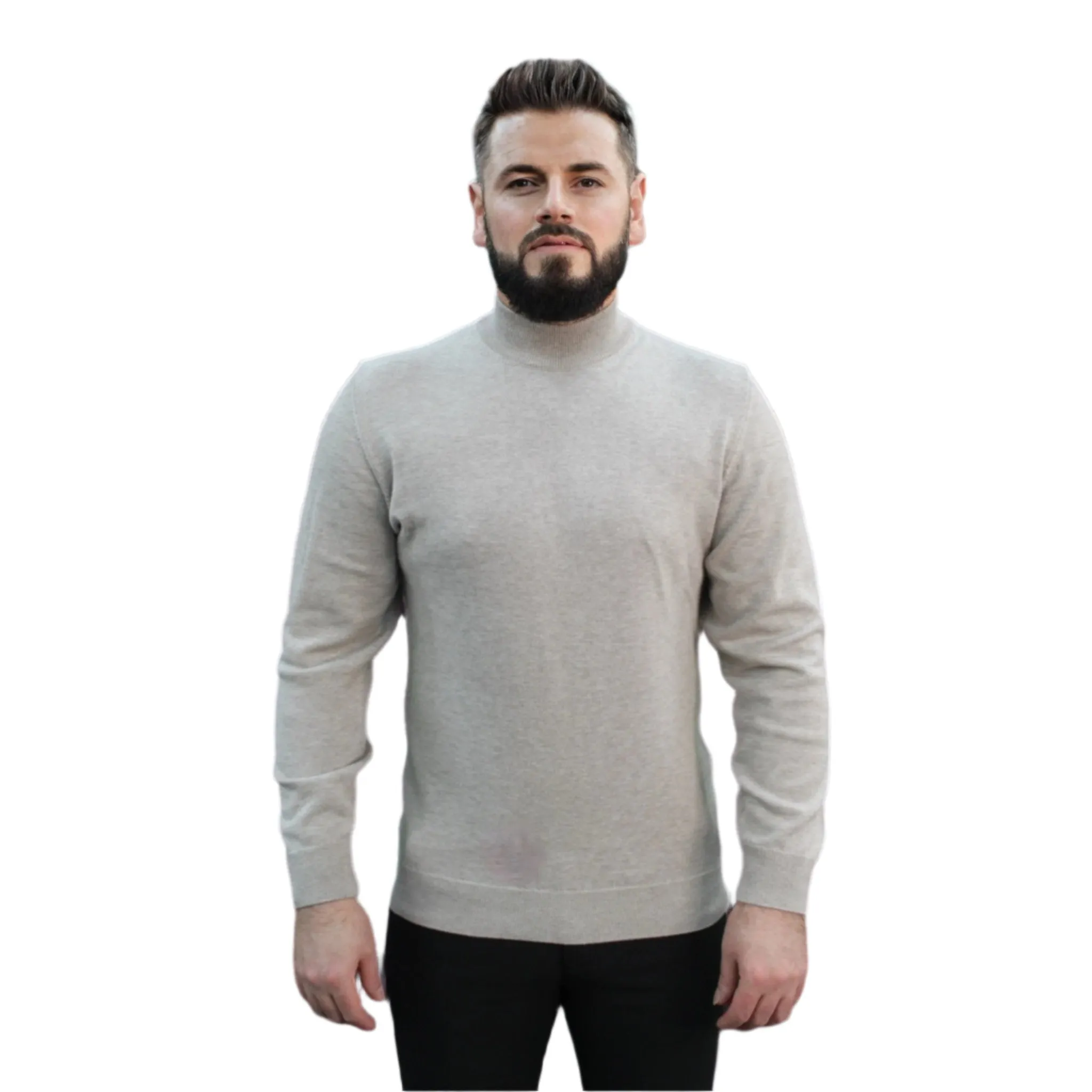 Light Tan , Wool Mock Neck,  Essential  Sweater