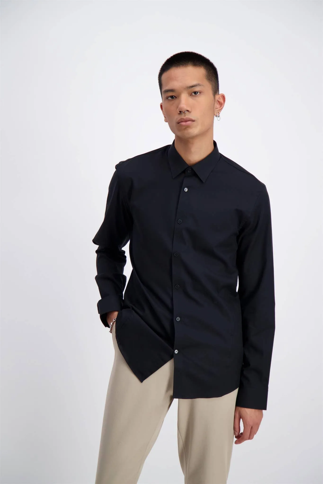 Lindbergh - Fine Cotton Twill Dress Shirt (Black)