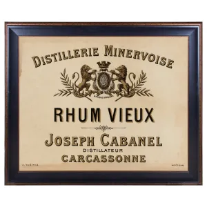 Lithograph of Antique Rum Label from the French West Indies in New Framing