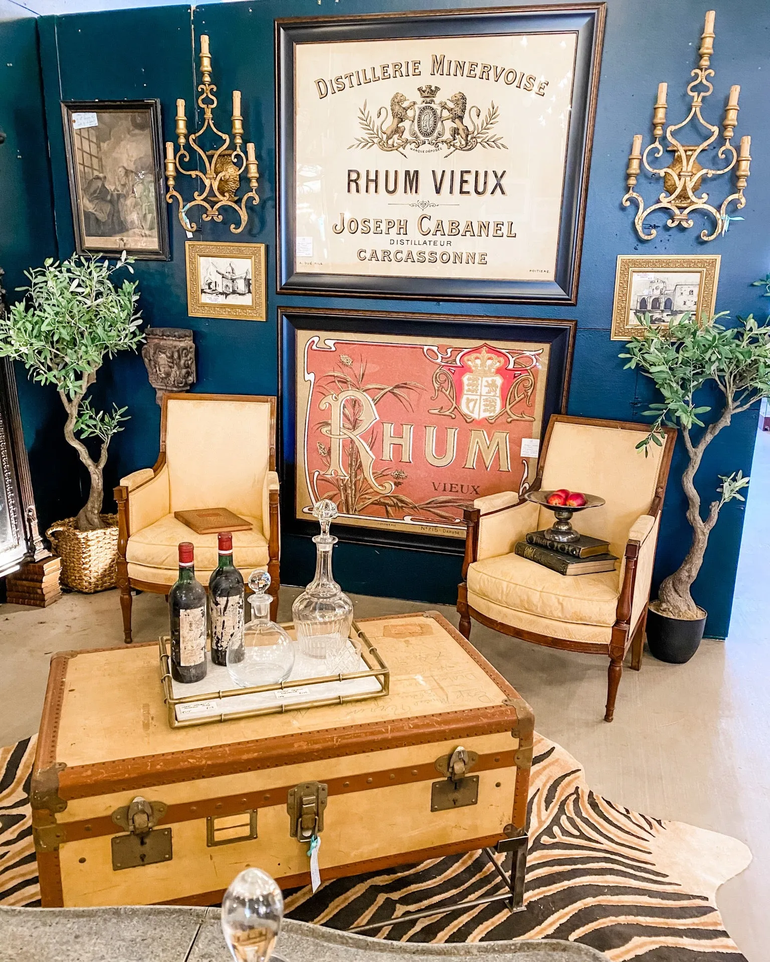 Lithograph of Antique Rum Label from the French West Indies in New Framing