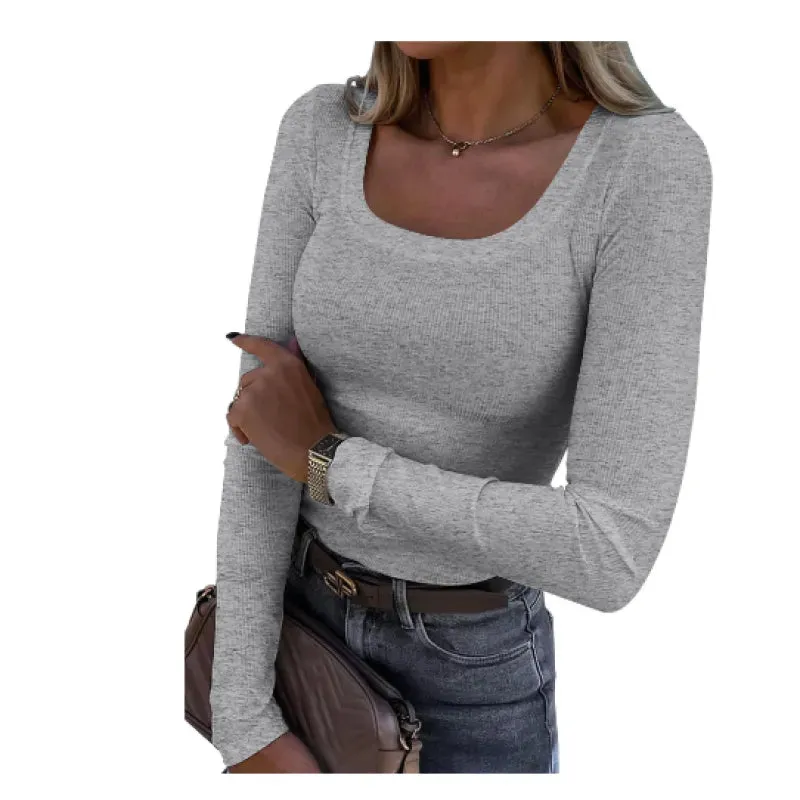 Long Sleeve Square-Neck T-Shirt