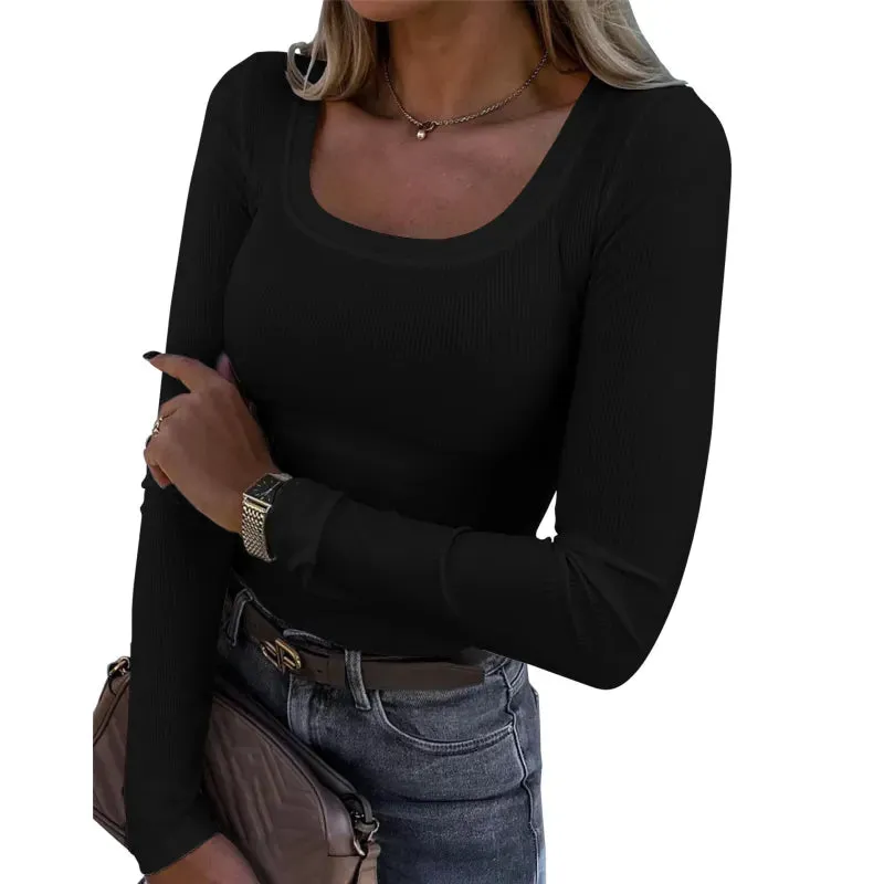 Long Sleeve Square-Neck T-Shirt