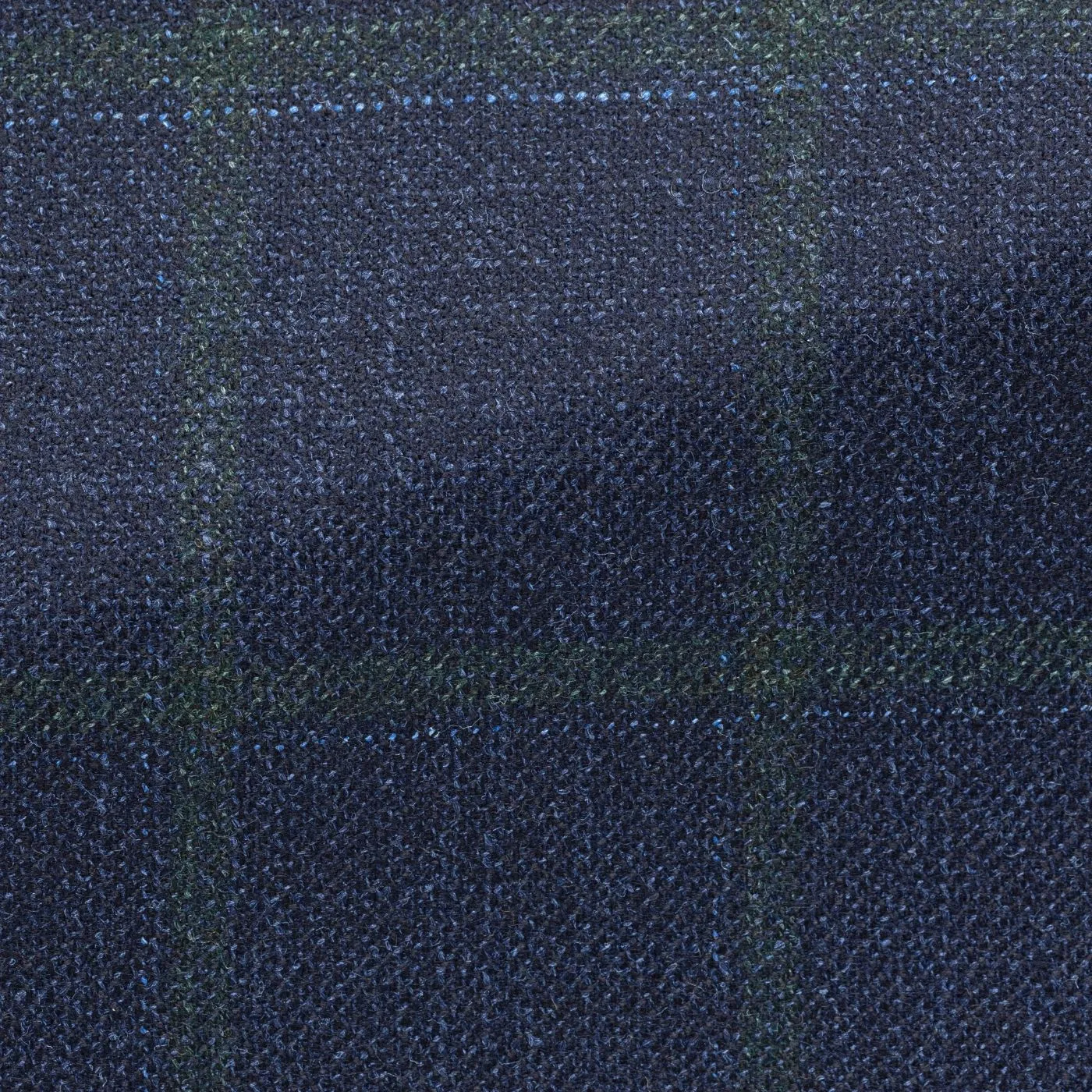 Loro Piana Silk Air Peacock Blue Merino Wool, Silk & Cashmere with Green Windowpane