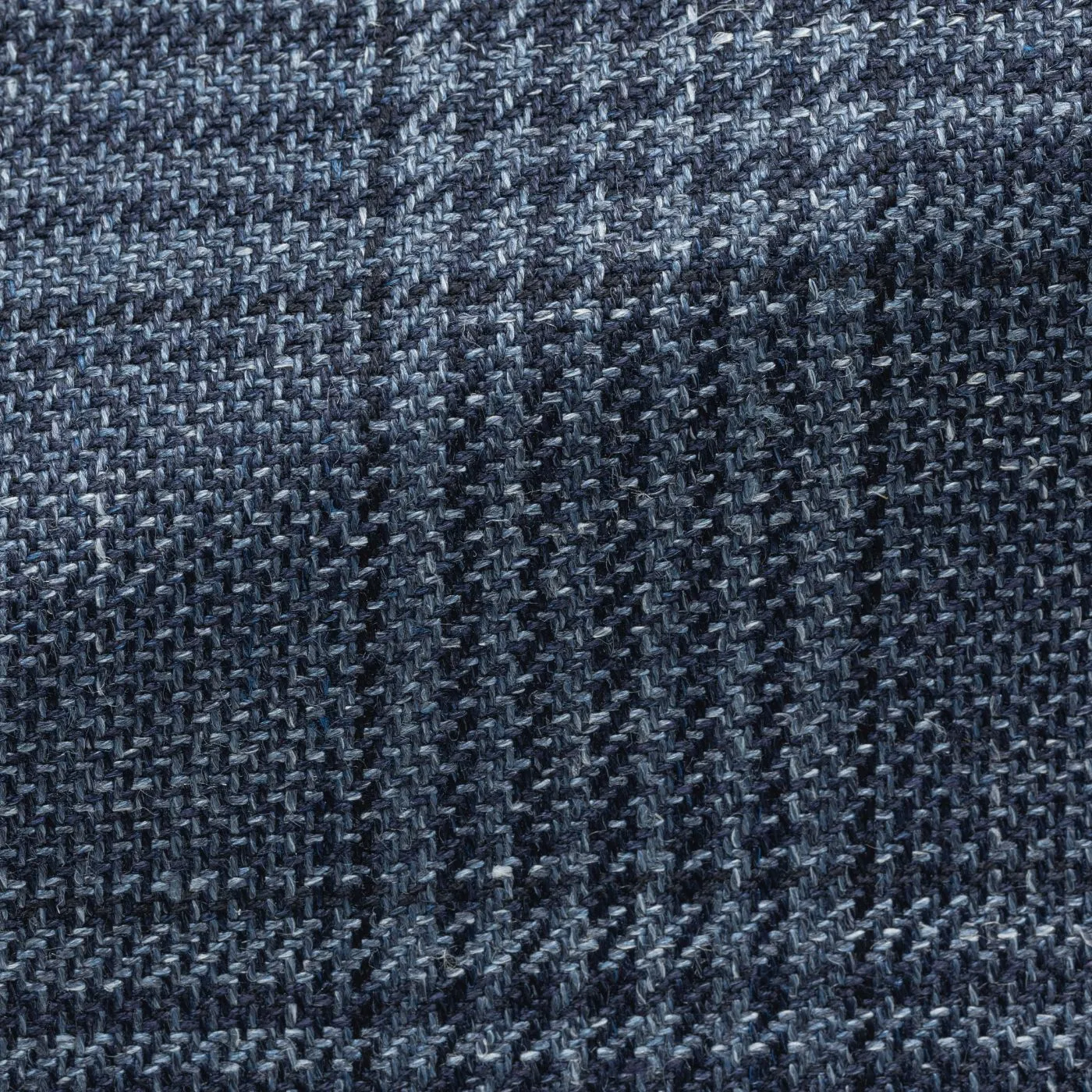 Loro Piana SUMMERTIME Slate Blue Wool, Silk & Linen With Navy Glencheck