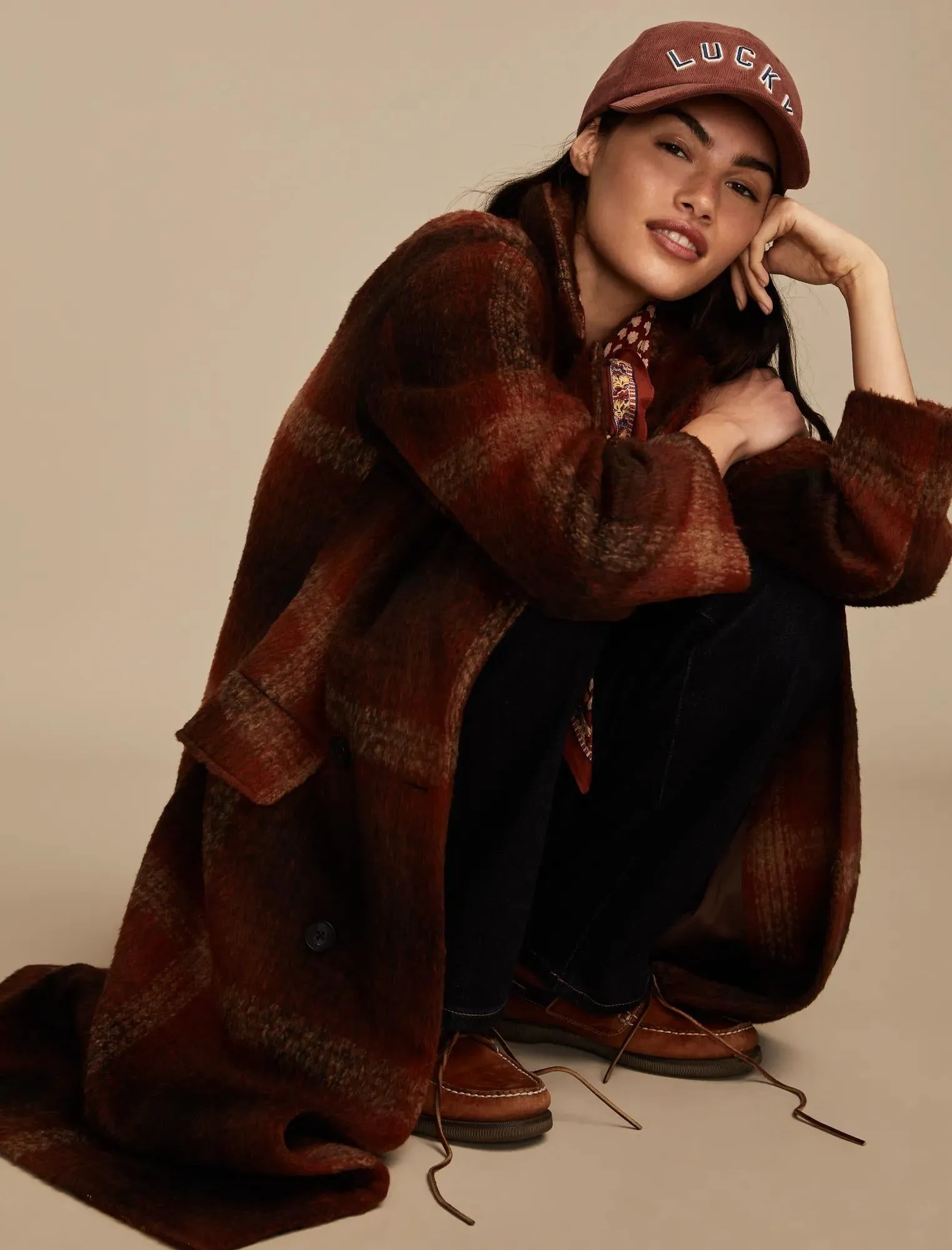 Lucky Brand Women's Plaid Oversized Maxi Coat