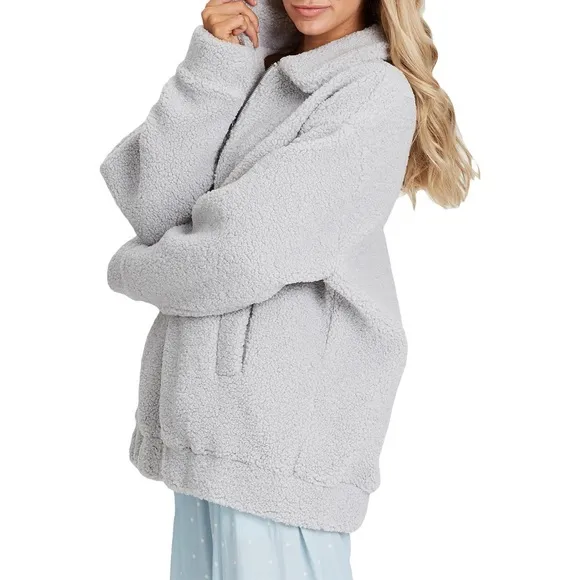 LuLu’s Charlie Holiday Oversized Sherpa Fleece Cozy Somerset Jacket