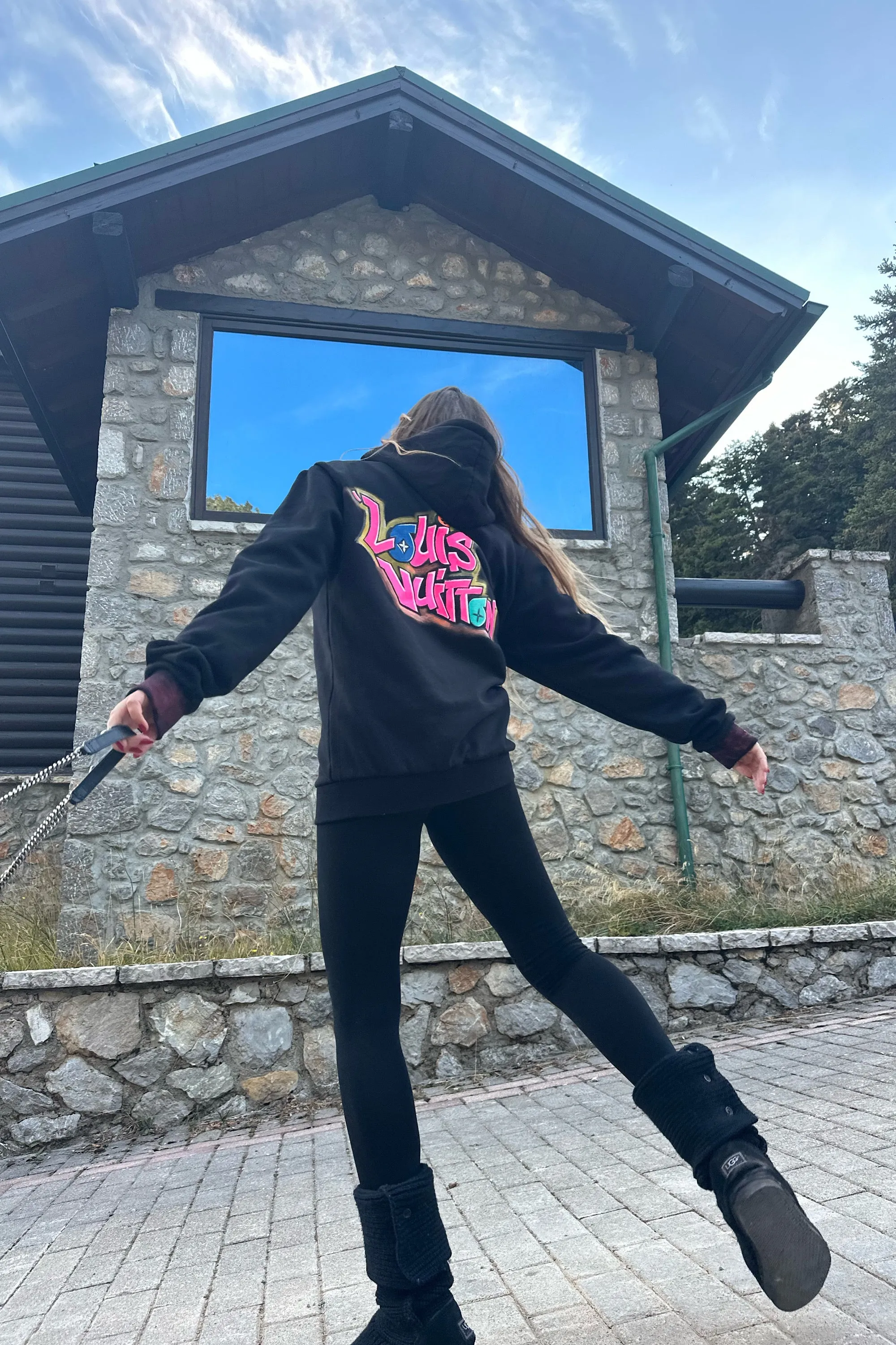 LV HAND PAINTED ZIP HOODIE