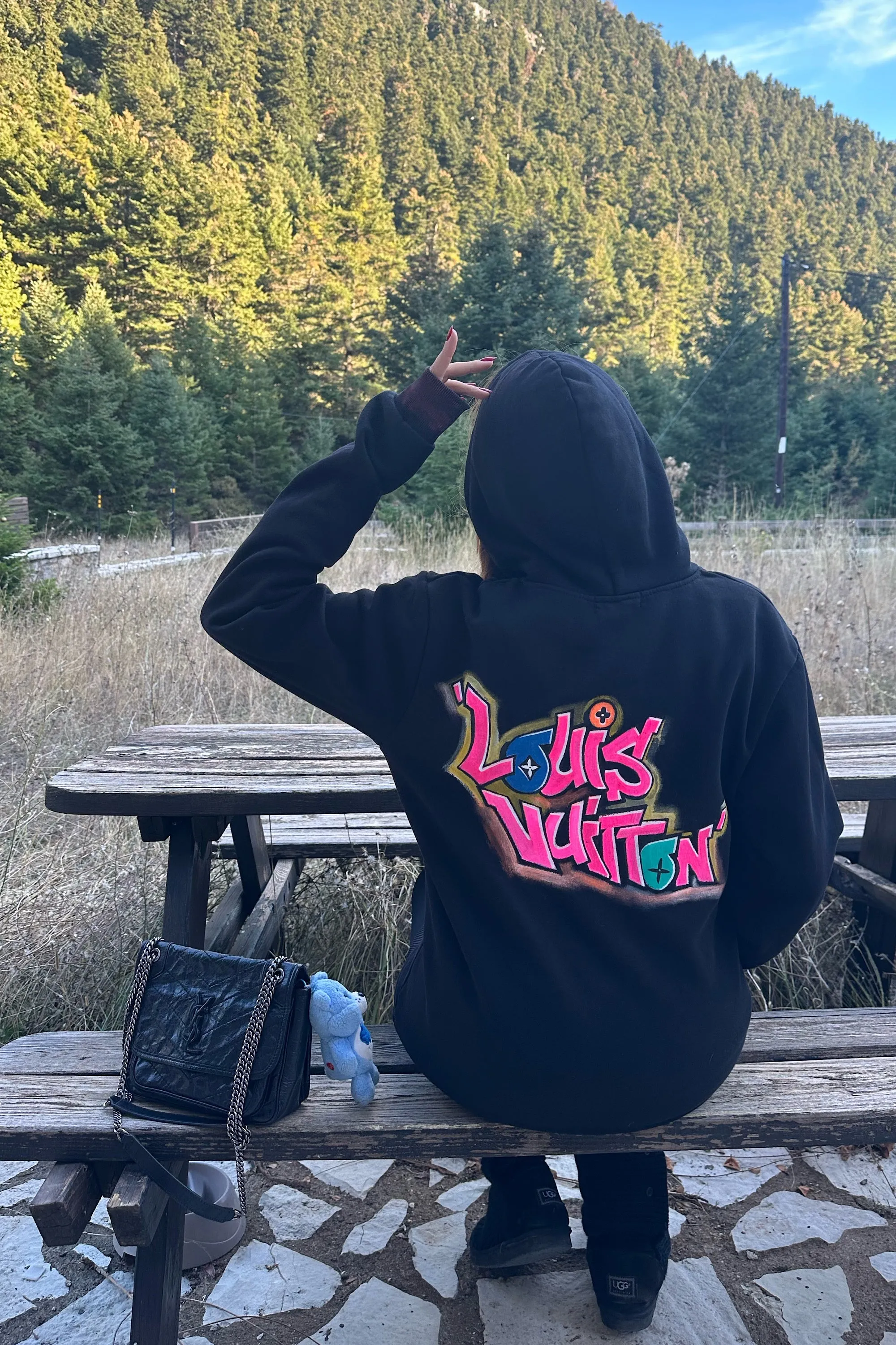 LV HAND PAINTED ZIP HOODIE