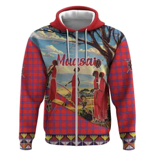 Maasai Adumu Dance Zip Hoodie Shuka Pattern - Kenya Safari LT15