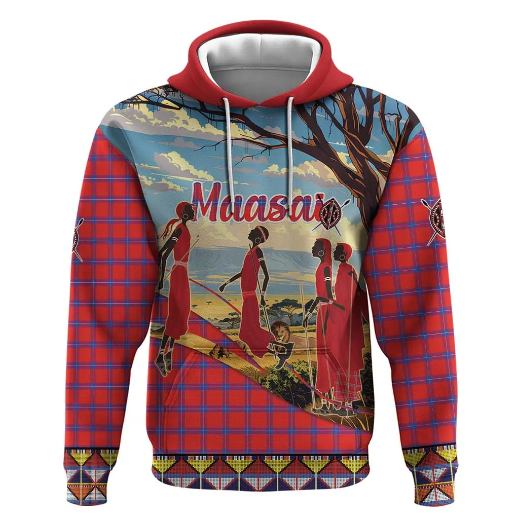 Maasai Adumu Dance Zip Hoodie Shuka Pattern - Kenya Safari LT15