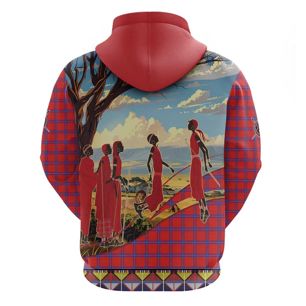 Maasai Adumu Dance Zip Hoodie Shuka Pattern - Kenya Safari LT15