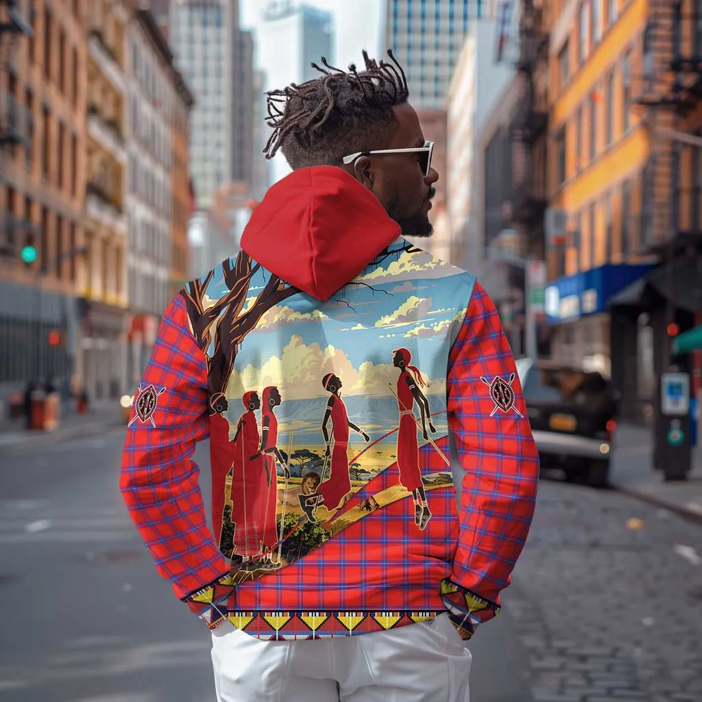 Maasai Adumu Dance Zip Hoodie Shuka Pattern - Kenya Safari LT15