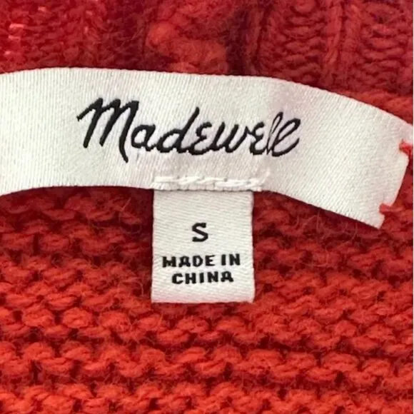 Madewell Ruffle-Neck Cotton-Merino Pullover Sweater in Fresh Chili Size Small