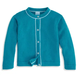 Mae Cardigan -- Teal w/ White