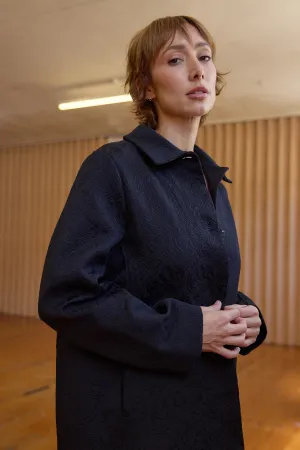 Maggie Coat - Black Textured Cotton