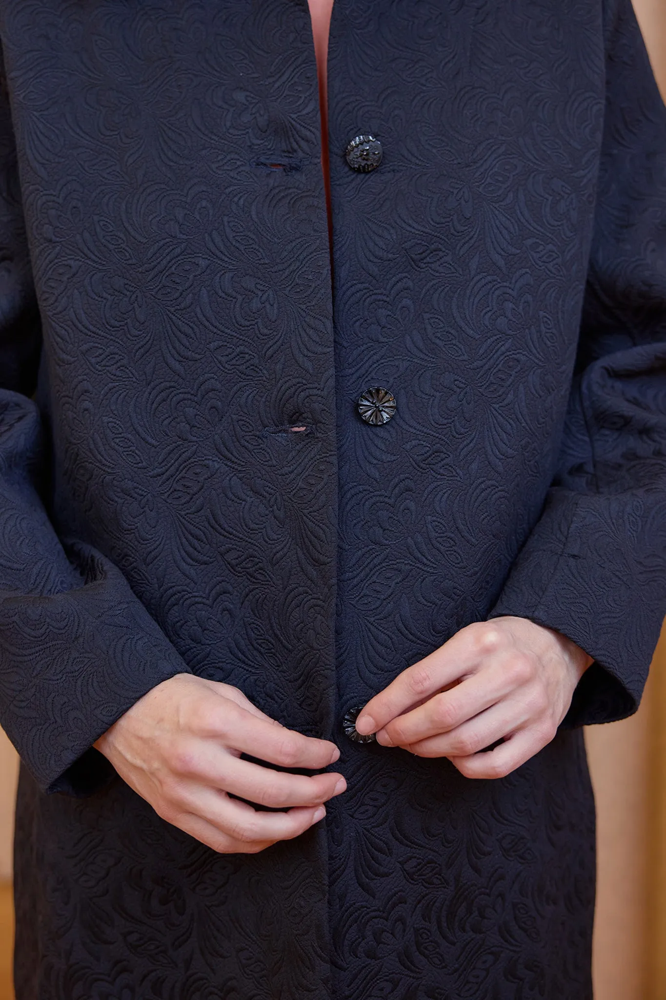 Maggie Coat - Black Textured Cotton