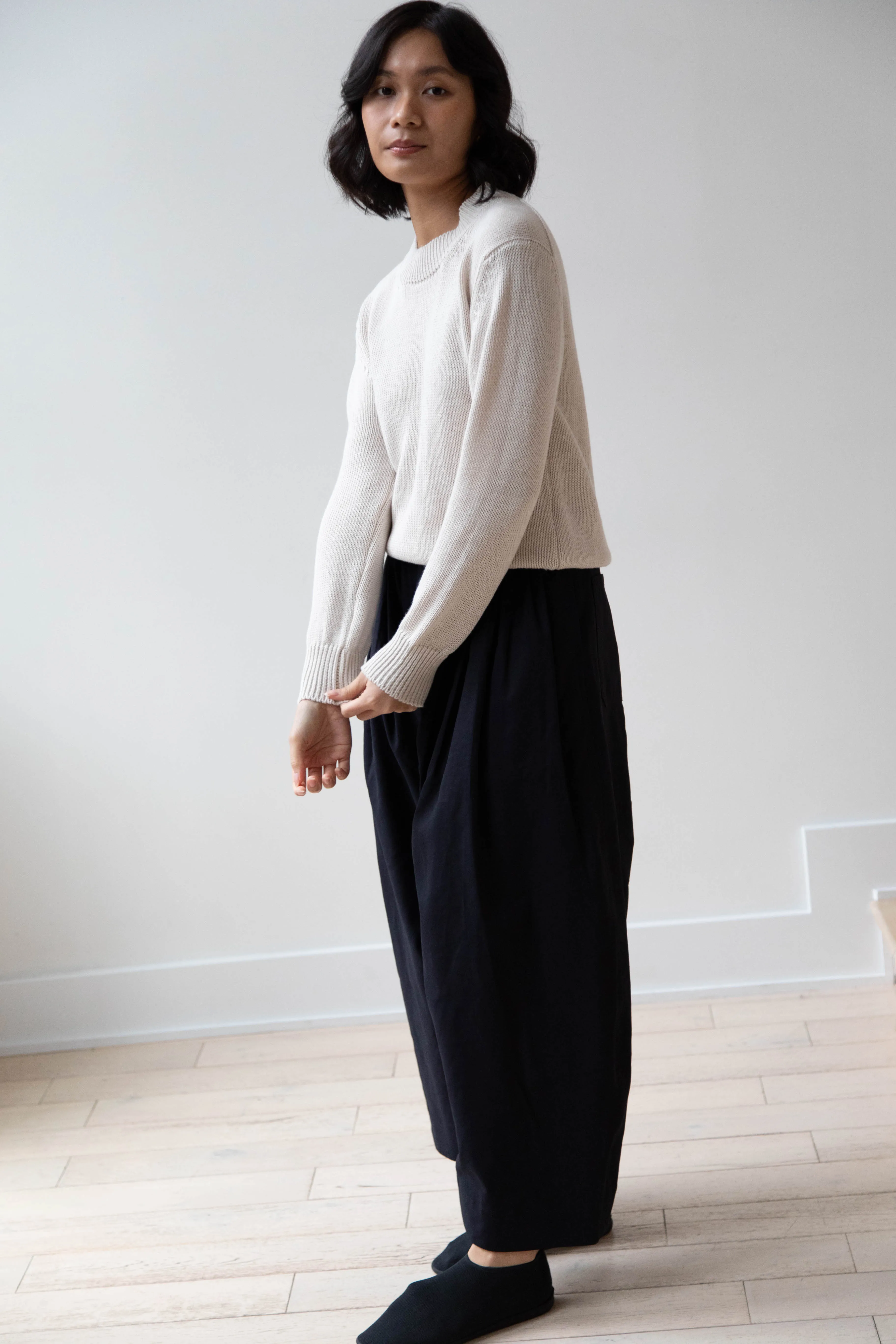 Margaret Howell | Chunky Crew Neck Jumper in Chalk