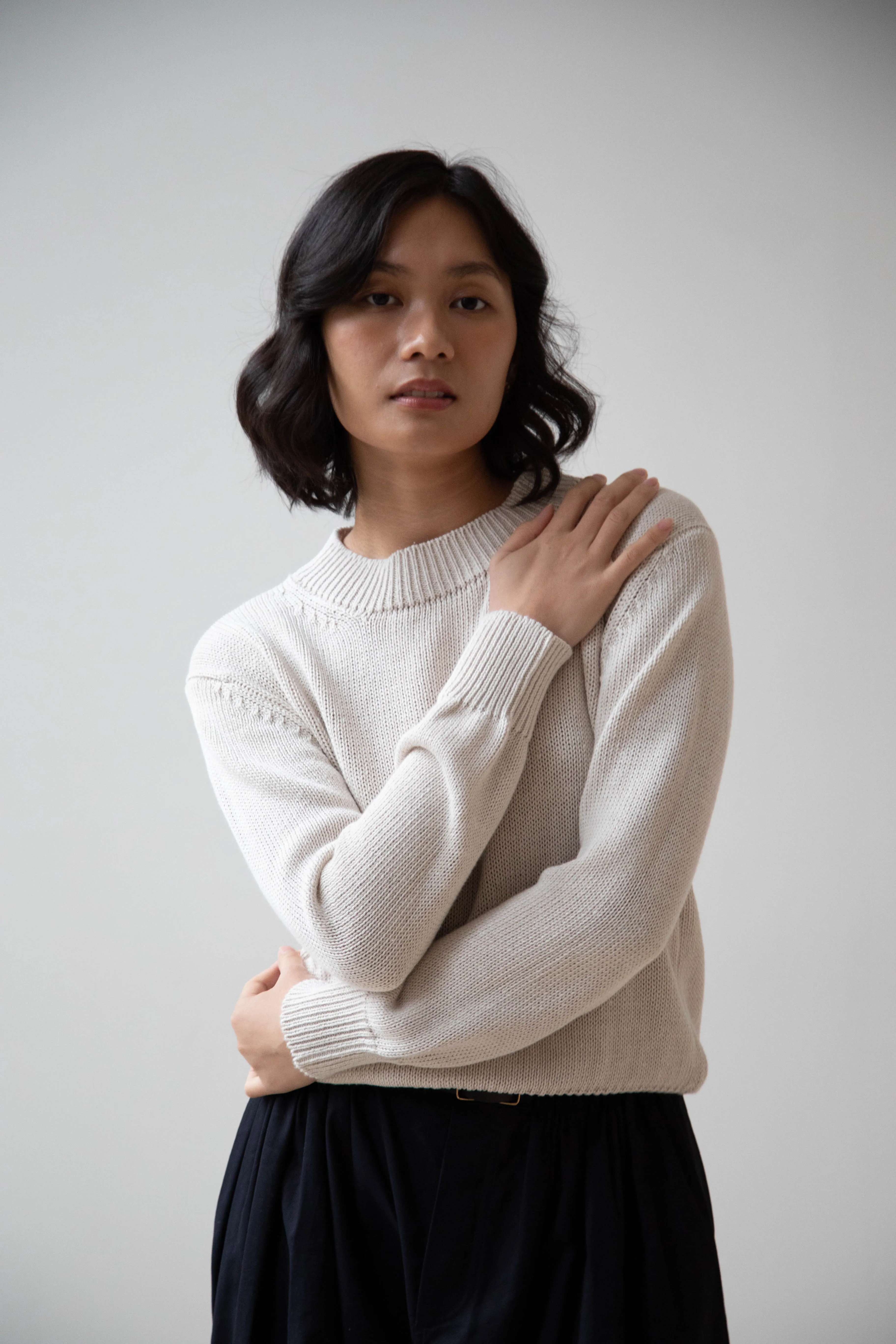 Margaret Howell | Chunky Crew Neck Jumper in Chalk