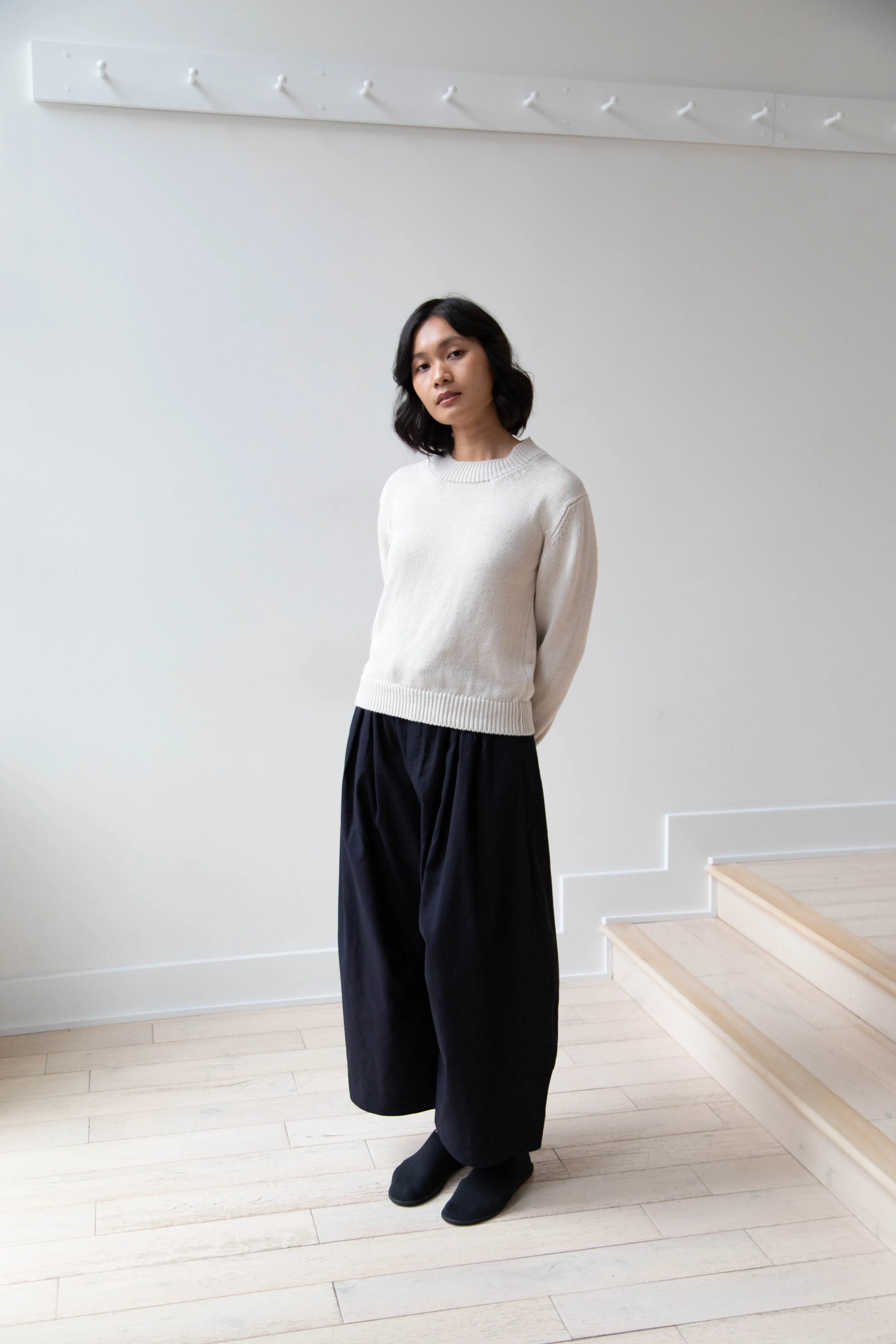 Margaret Howell | Chunky Crew Neck Jumper in Chalk