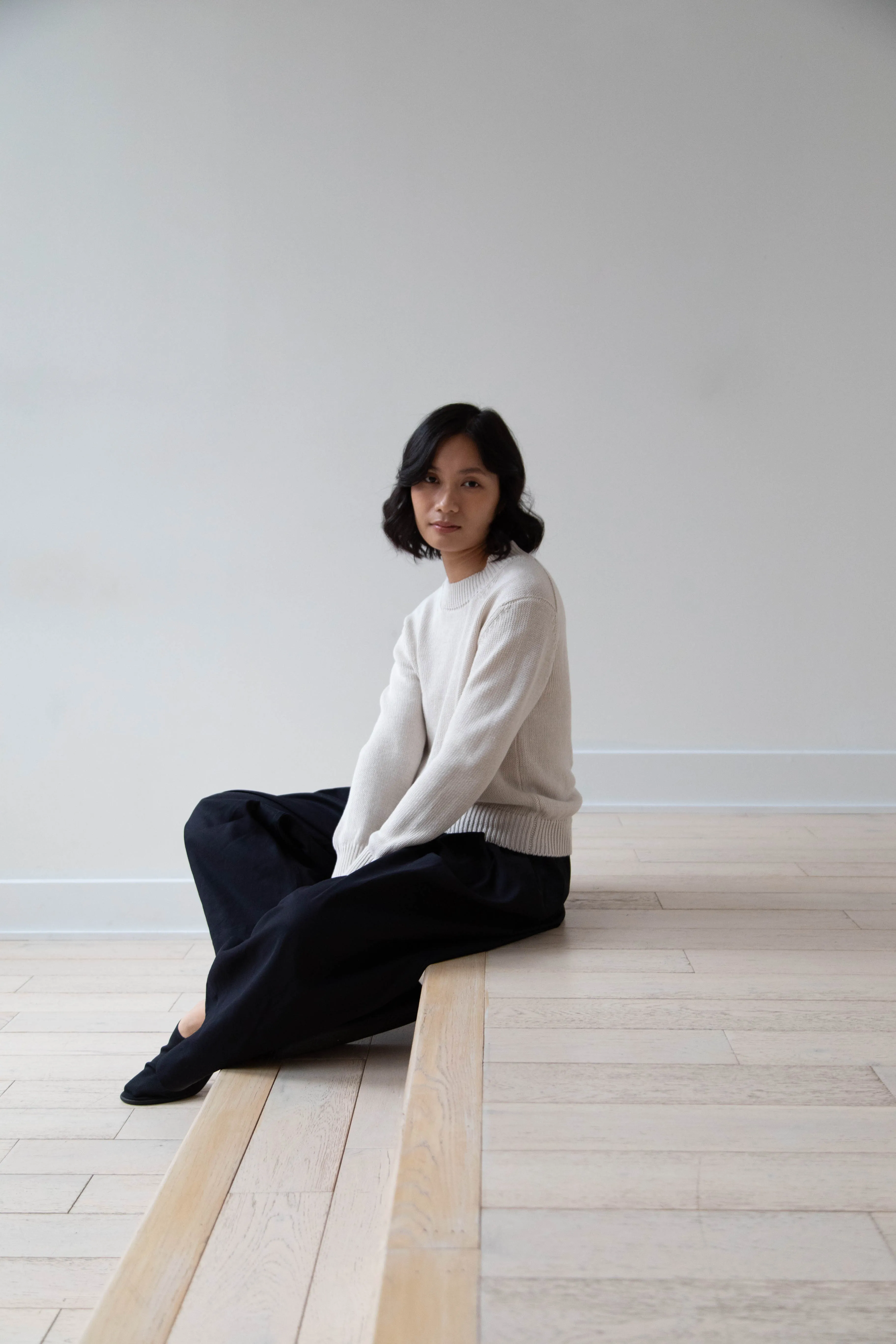 Margaret Howell | Chunky Crew Neck Jumper in Chalk
