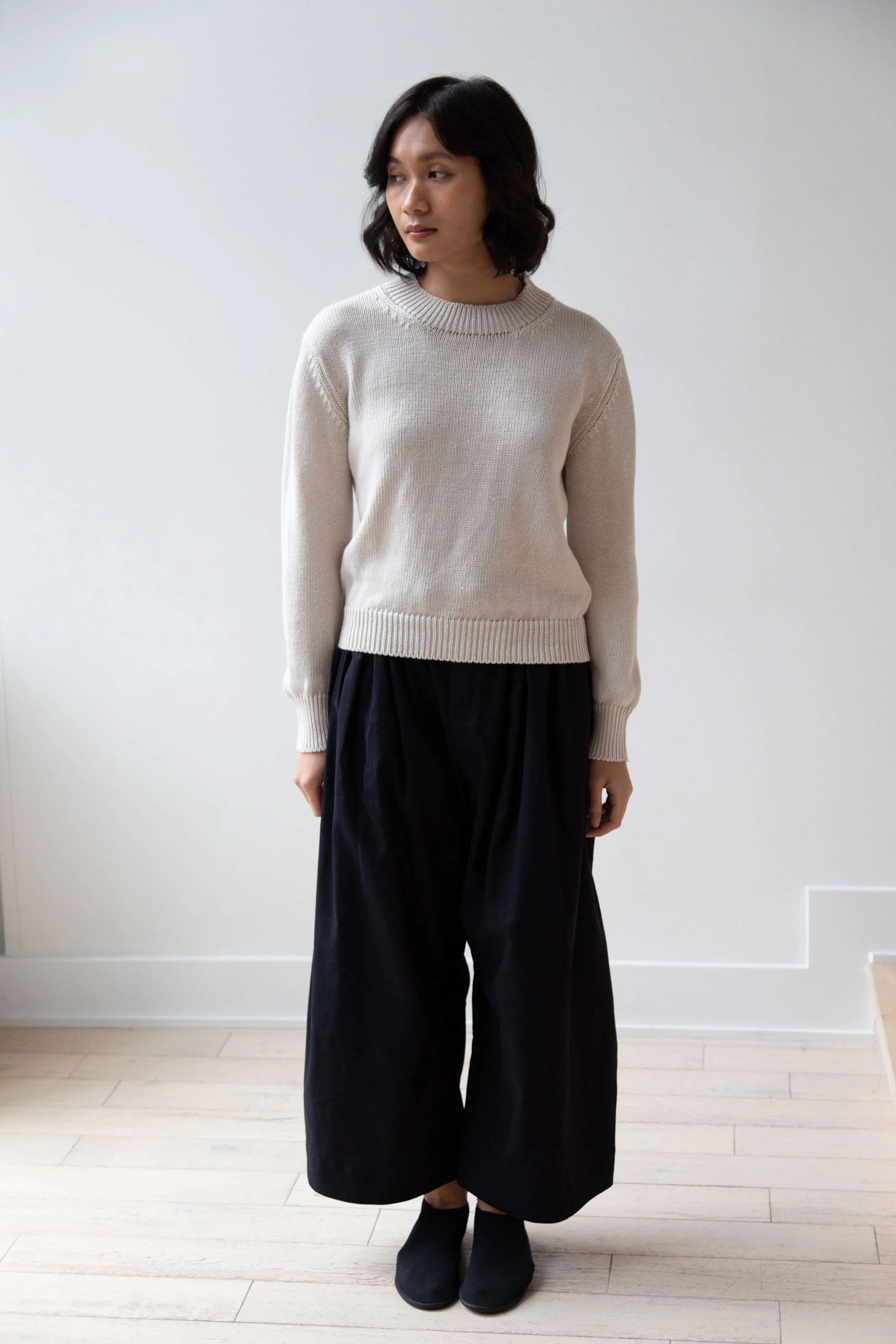 Margaret Howell | Chunky Crew Neck Jumper in Chalk