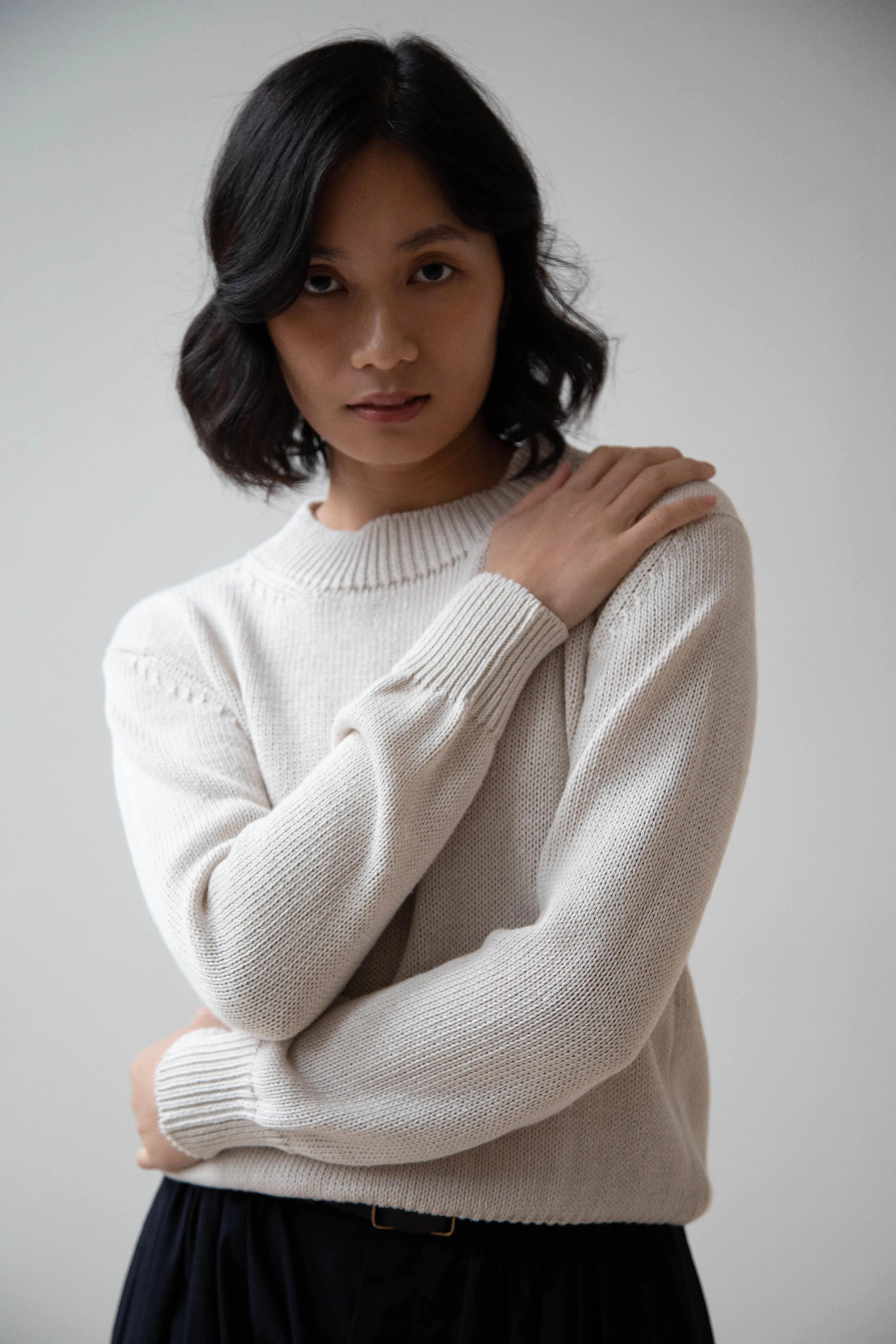 Margaret Howell | Chunky Crew Neck Jumper in Chalk
