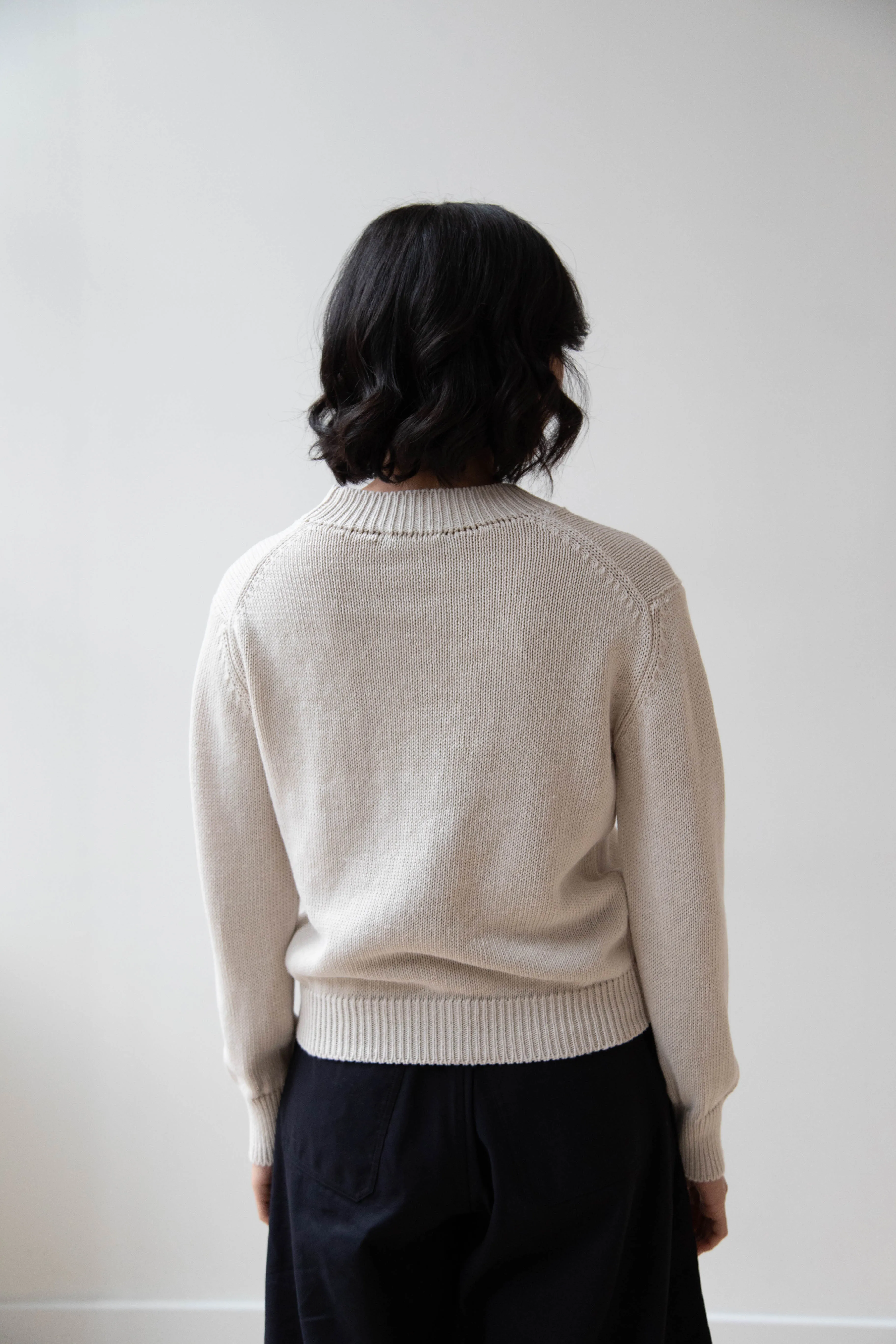 Margaret Howell | Chunky Crew Neck Jumper in Chalk