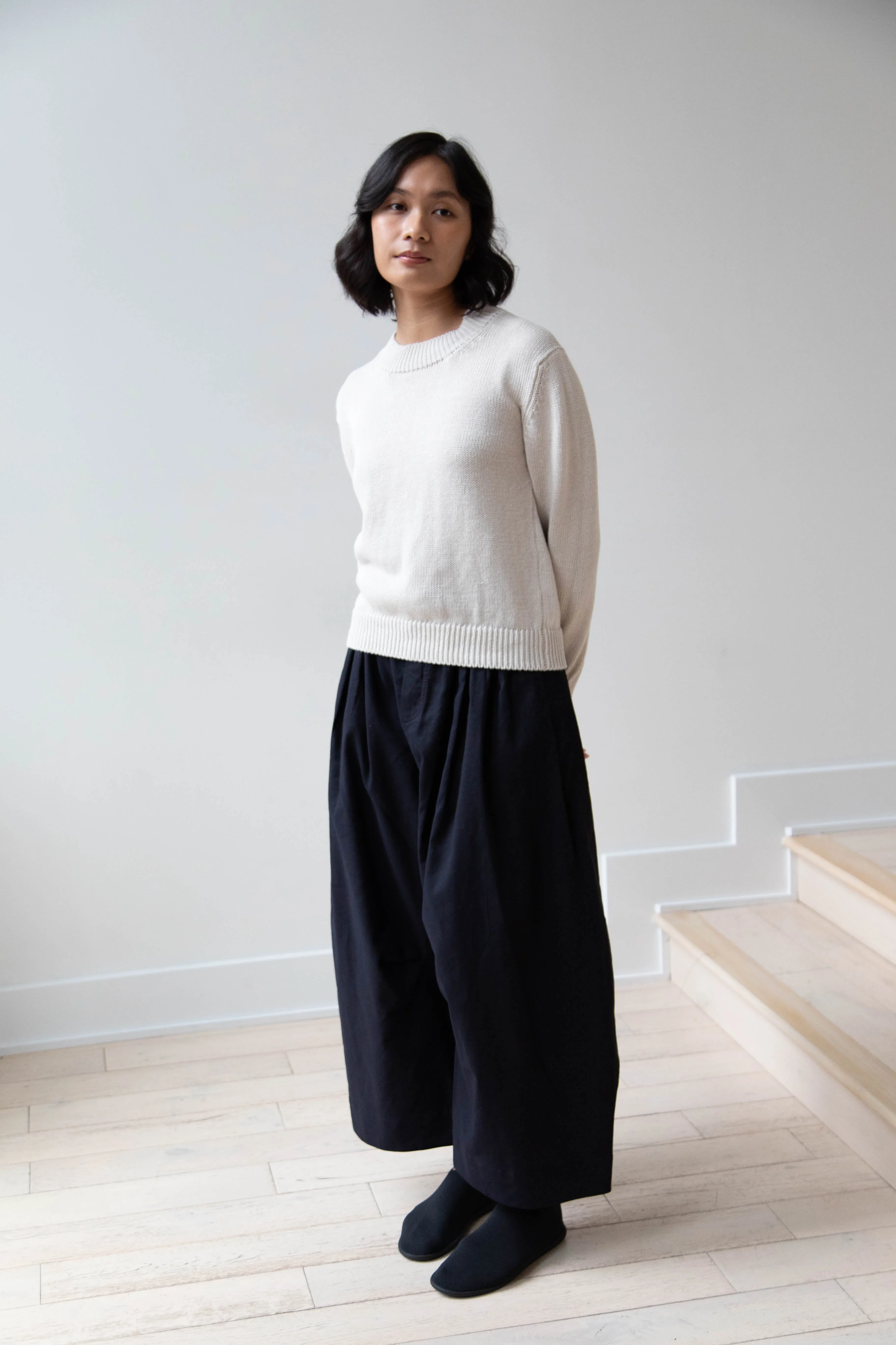 Margaret Howell | Chunky Crew Neck Jumper in Chalk