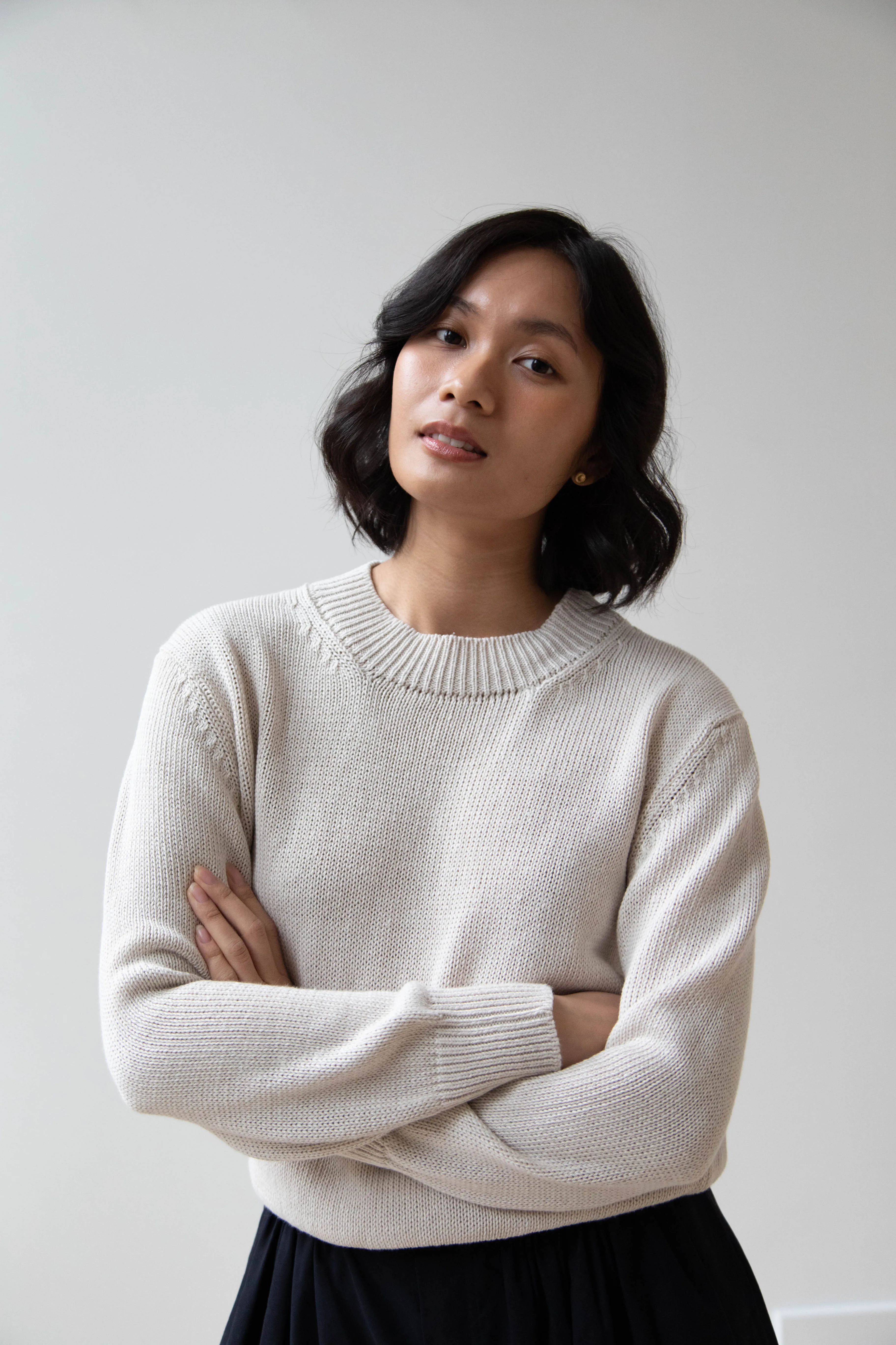 Margaret Howell | Chunky Crew Neck Jumper in Chalk