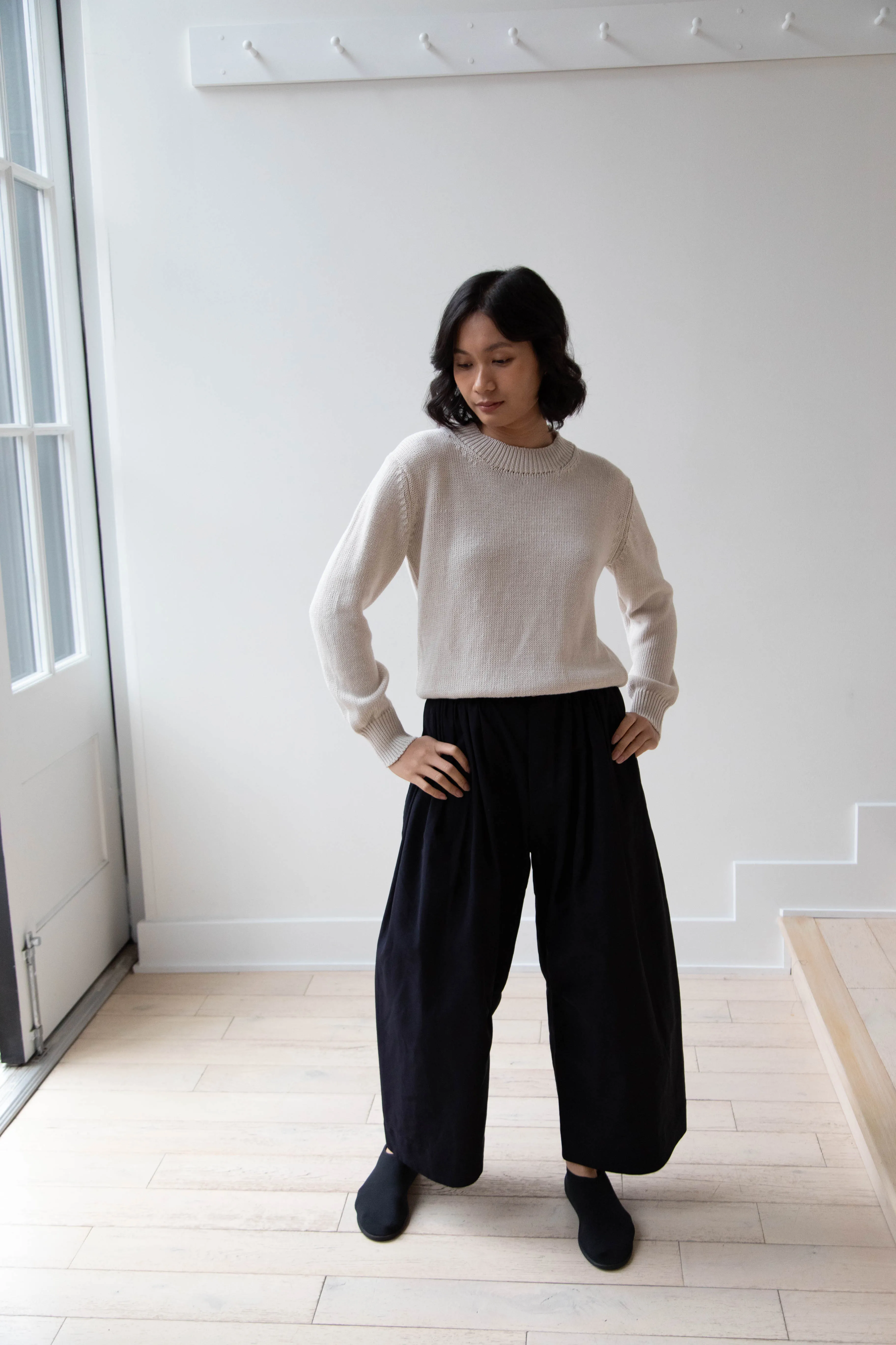 Margaret Howell | Chunky Crew Neck Jumper in Chalk