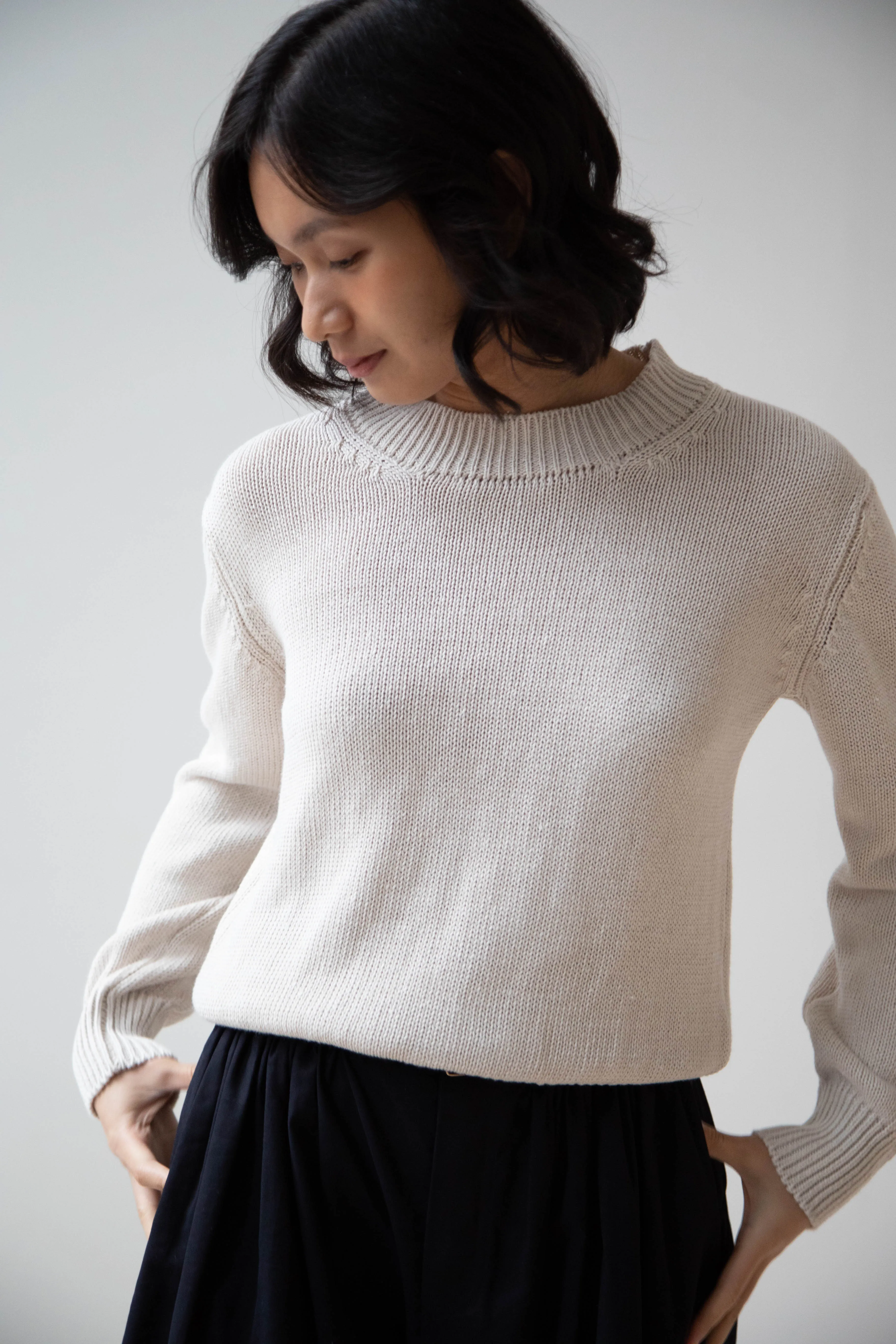 Margaret Howell | Chunky Crew Neck Jumper in Chalk