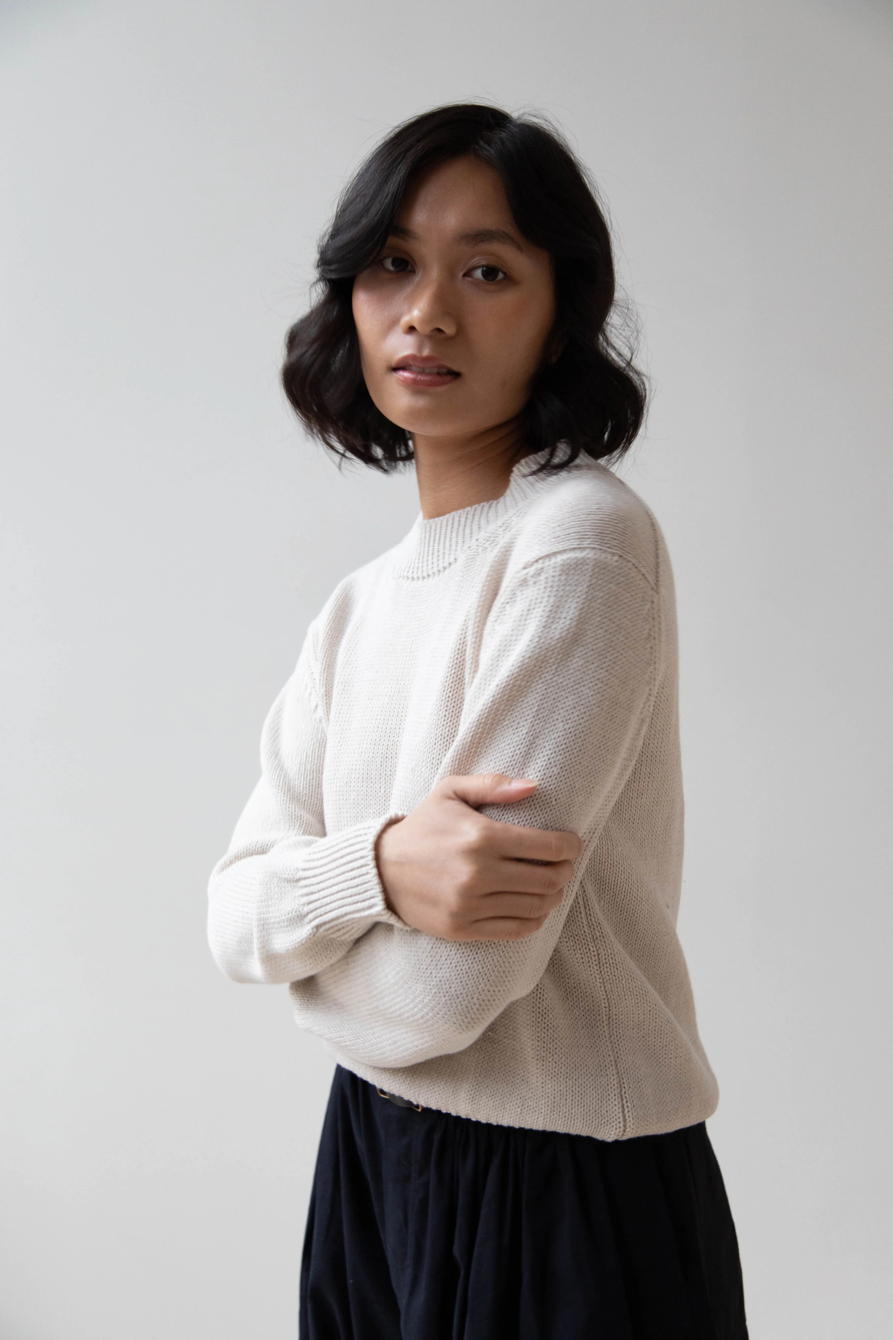 Margaret Howell | Chunky Crew Neck Jumper in Chalk