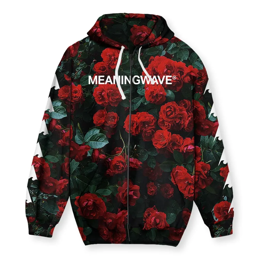 MEANINGWAVE ROSES Men's Zip-Up Hoodie