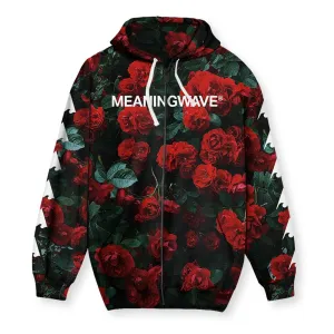 MEANINGWAVE ROSES Men's Zip-Up Hoodie