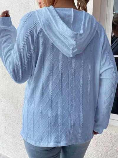 Melanie Textured Drawstring Kangaroo Pocket Hoodie