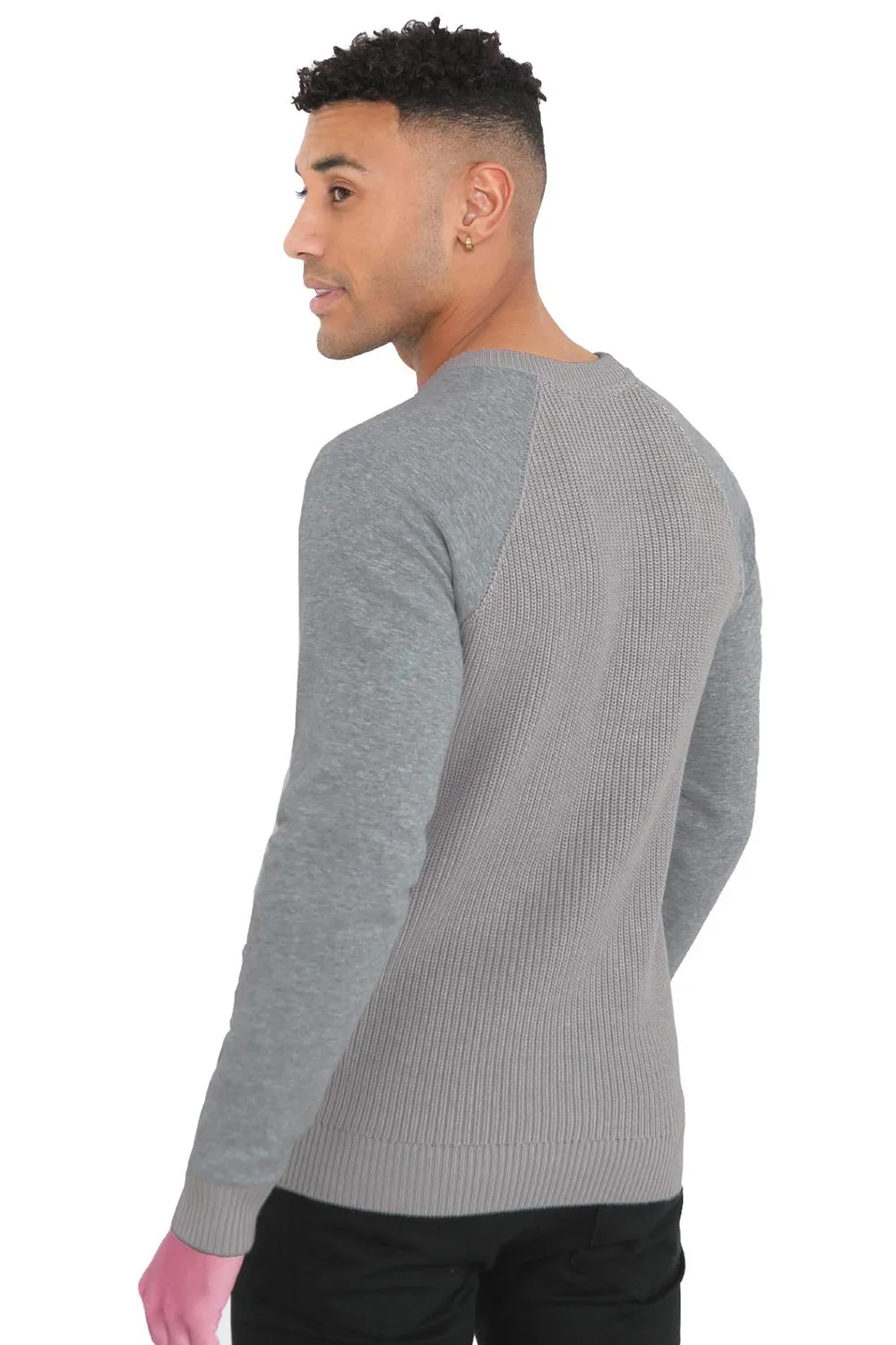 Mens Medium Ribbed Crew Neck Jumper