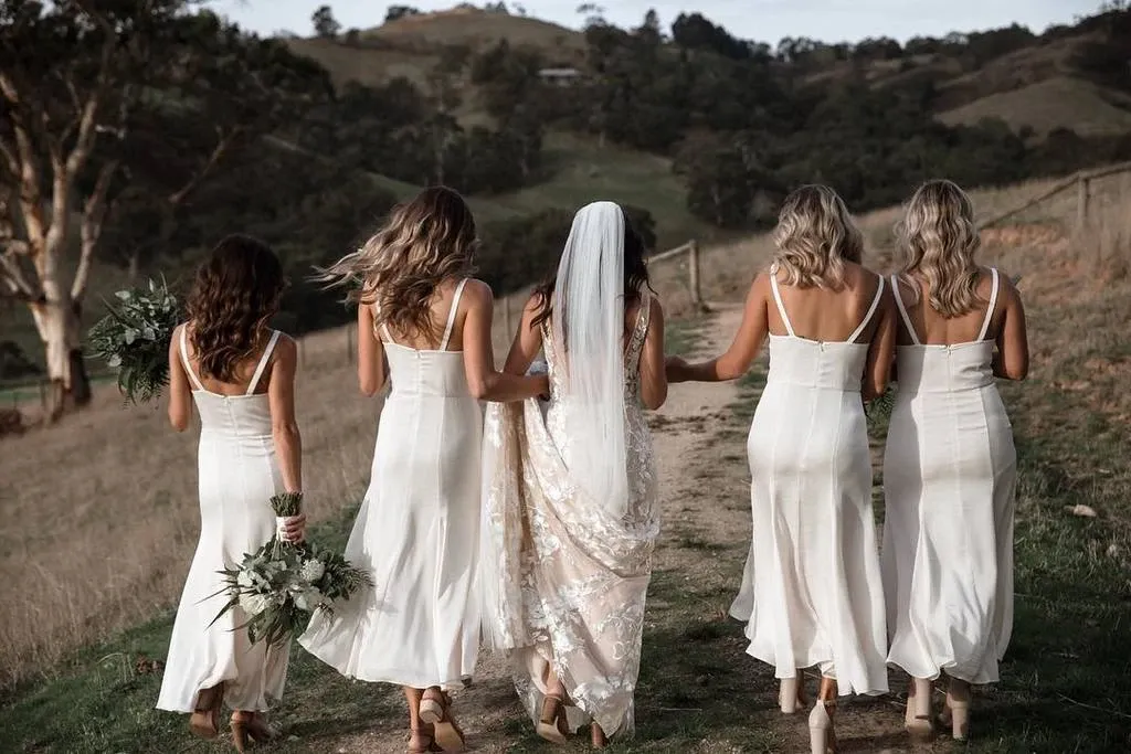 Mermaid V-neck Sleeveless Ankle-Length Bridesmaid Dresses With Bow, BD1090