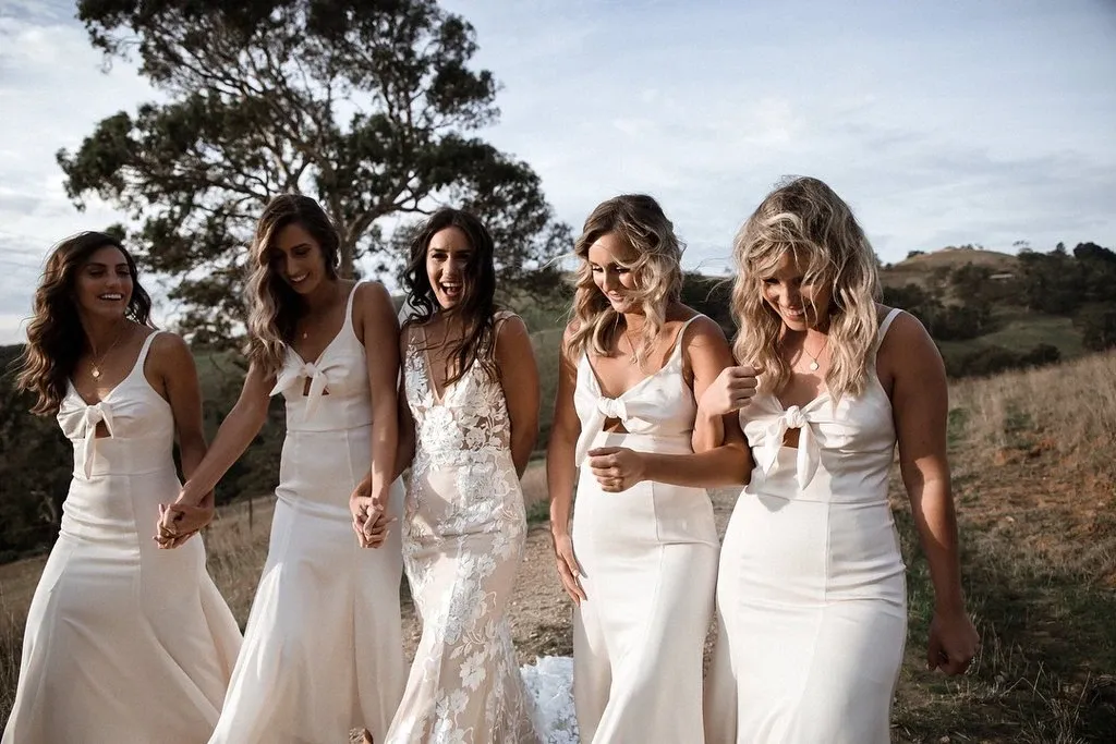Mermaid V-neck Sleeveless Ankle-Length Bridesmaid Dresses With Bow, BD1090