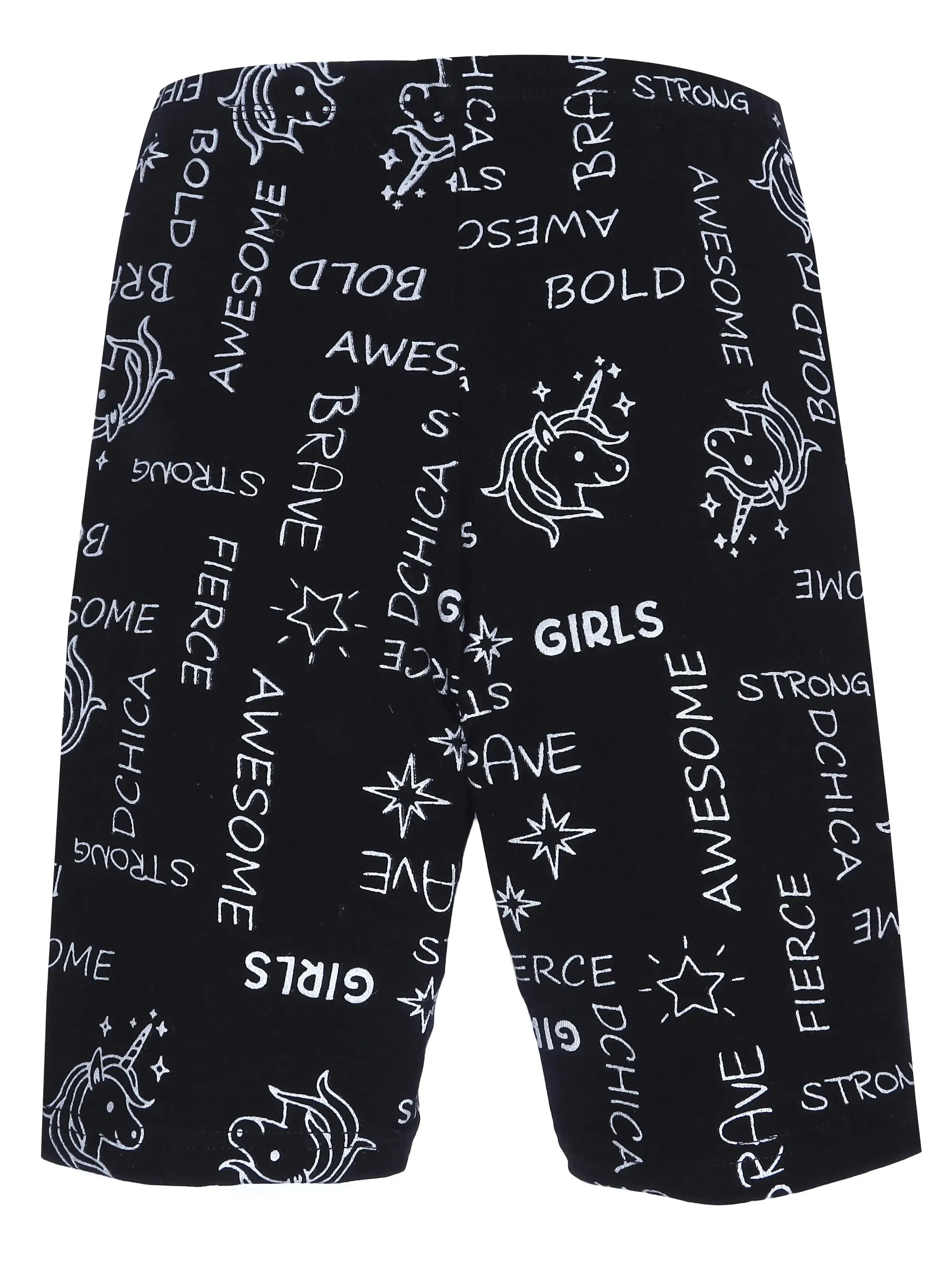 Metallic Print Black & Silver Cycling Shorts.