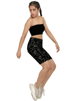Metallic Print Black & Silver Cycling Shorts.