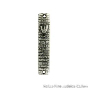 Mezuzah, Pewter Finish, Small, Western Wall Design