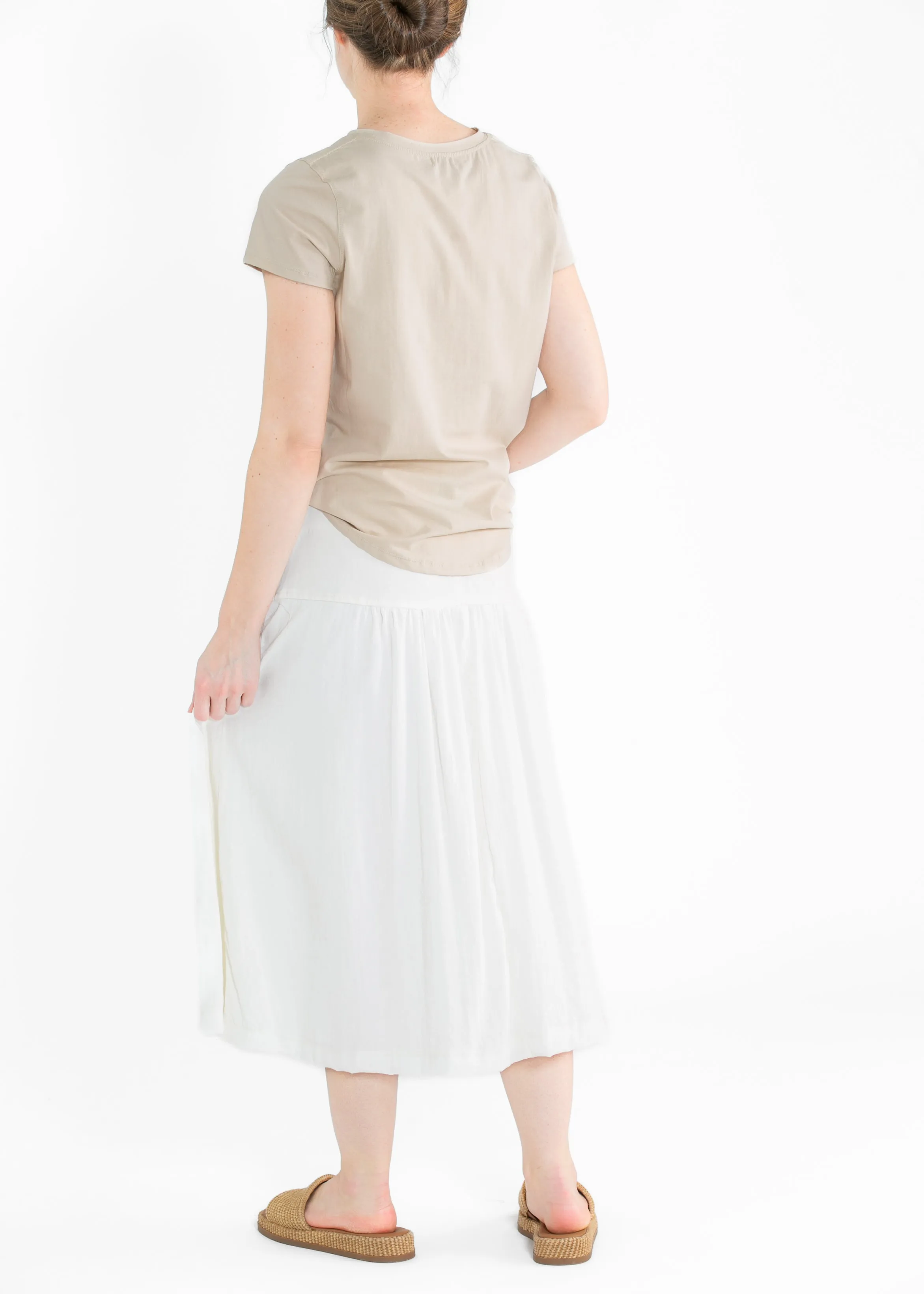 Mix Media Denim Midi Skirt