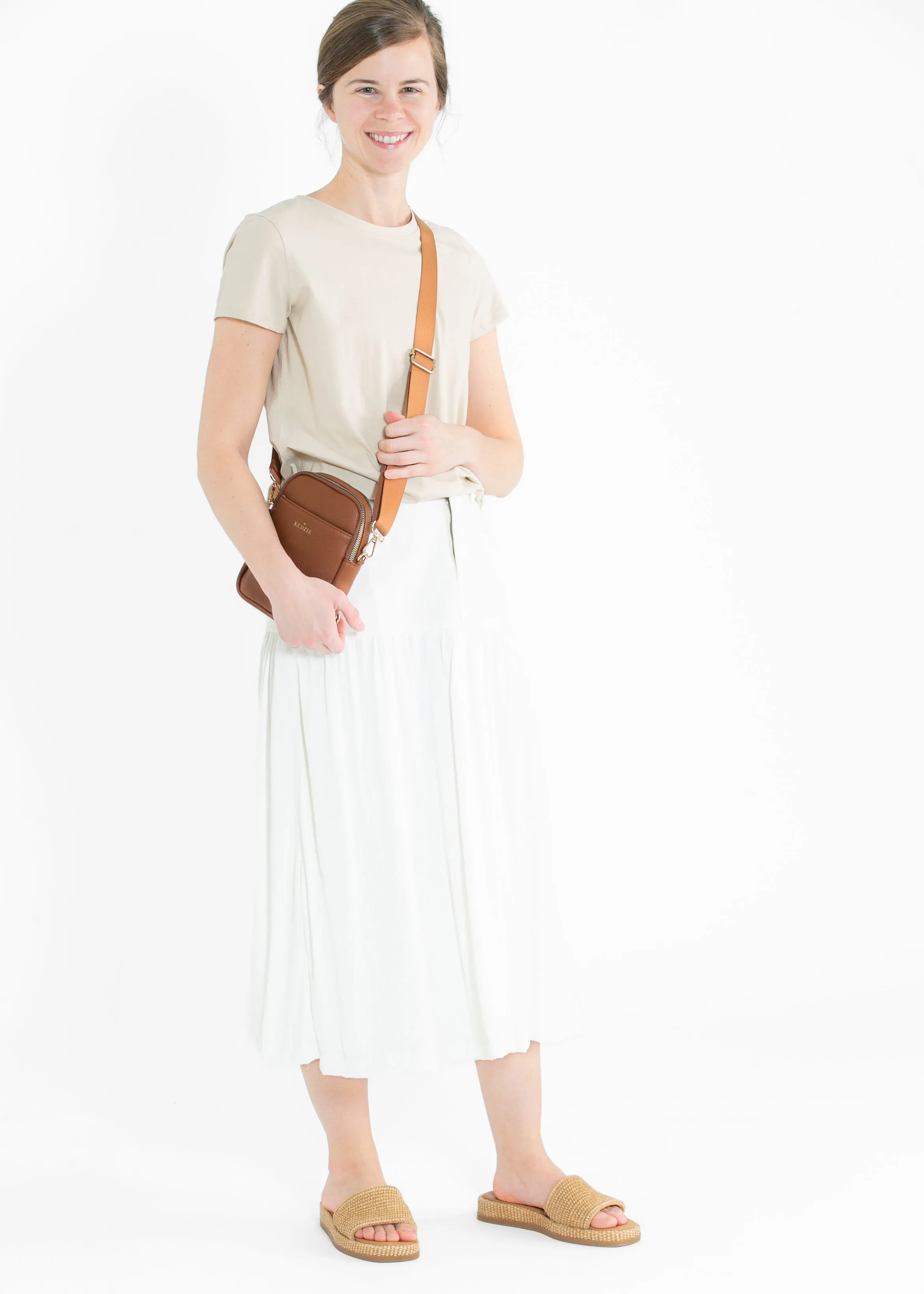 Mix Media Denim Midi Skirt
